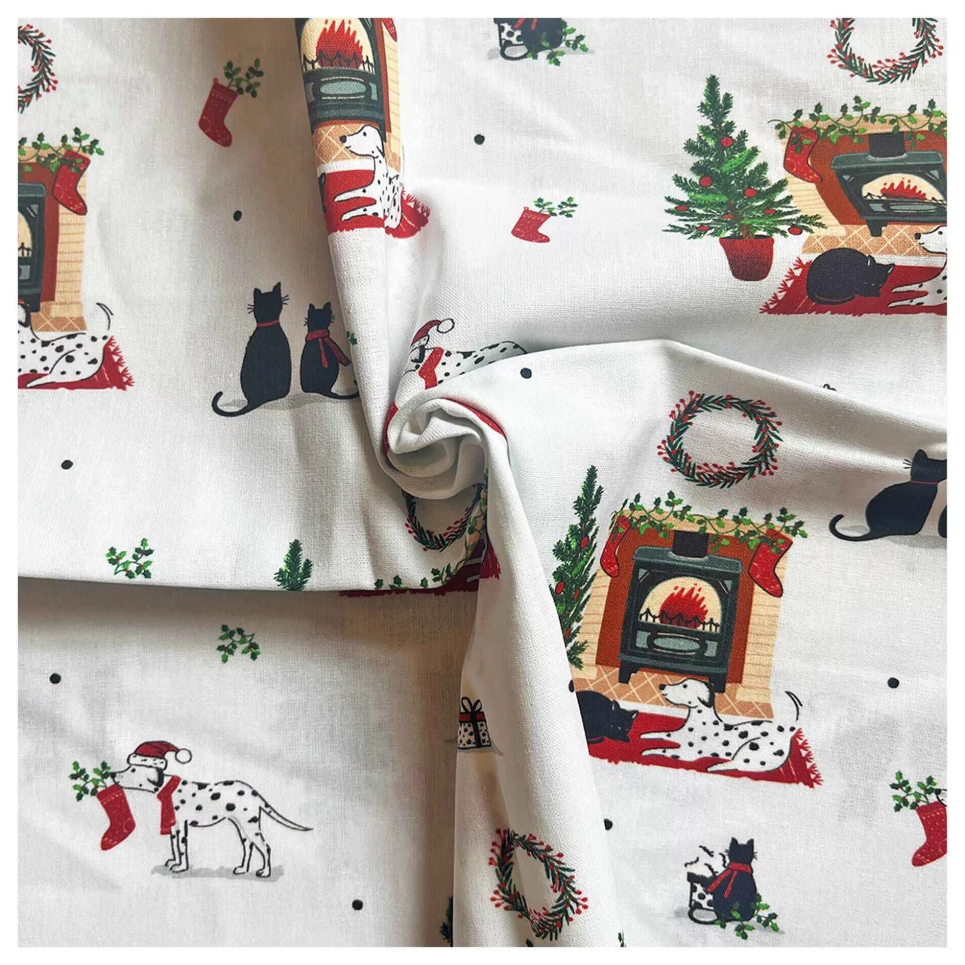 Christmas Pets By The Fire Cotton Fabric Pack 112Cm X 1M-Hobbycraft Cheap