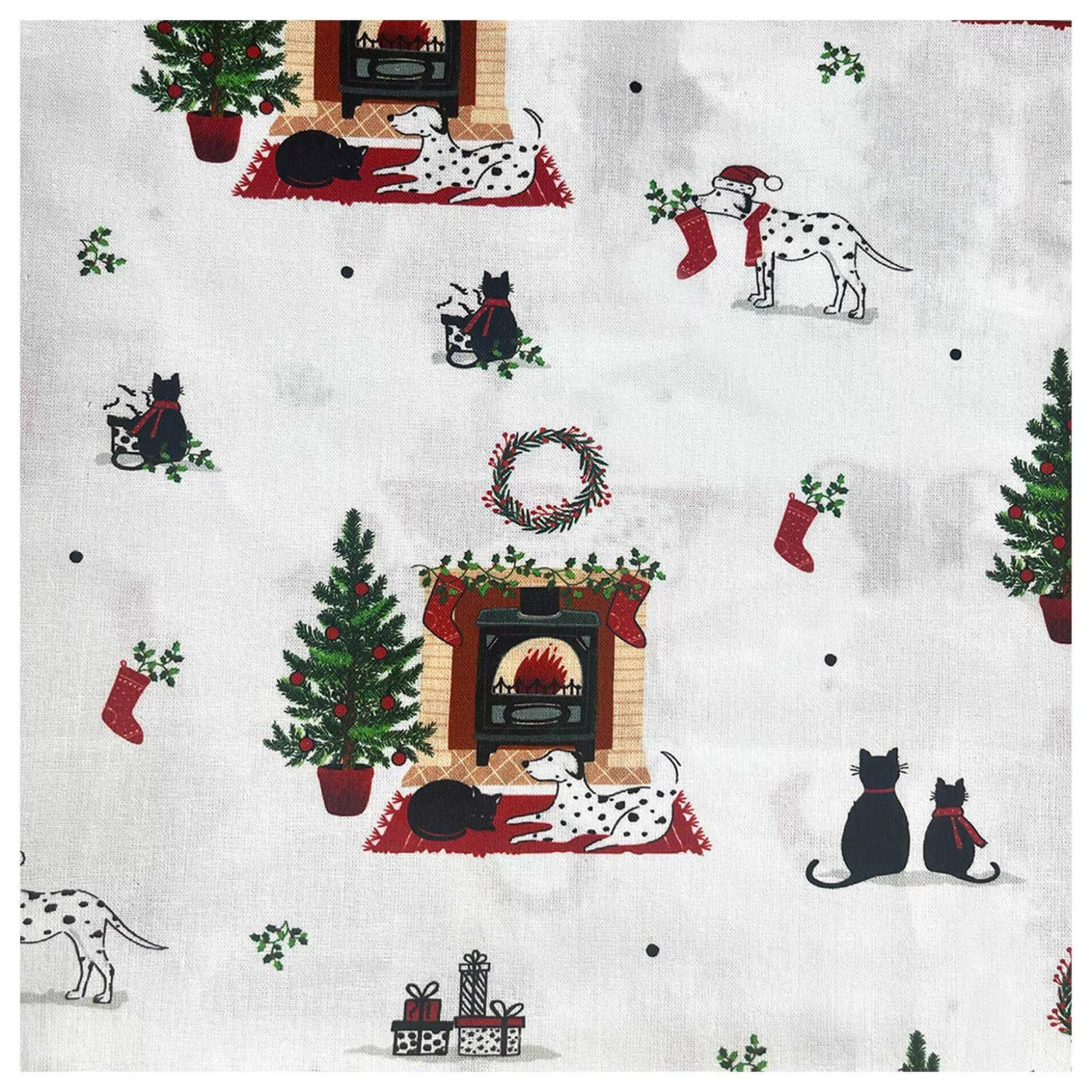 Christmas Pets By The Fire Cotton Fabric Pack 112Cm X 1M-Hobbycraft Cheap