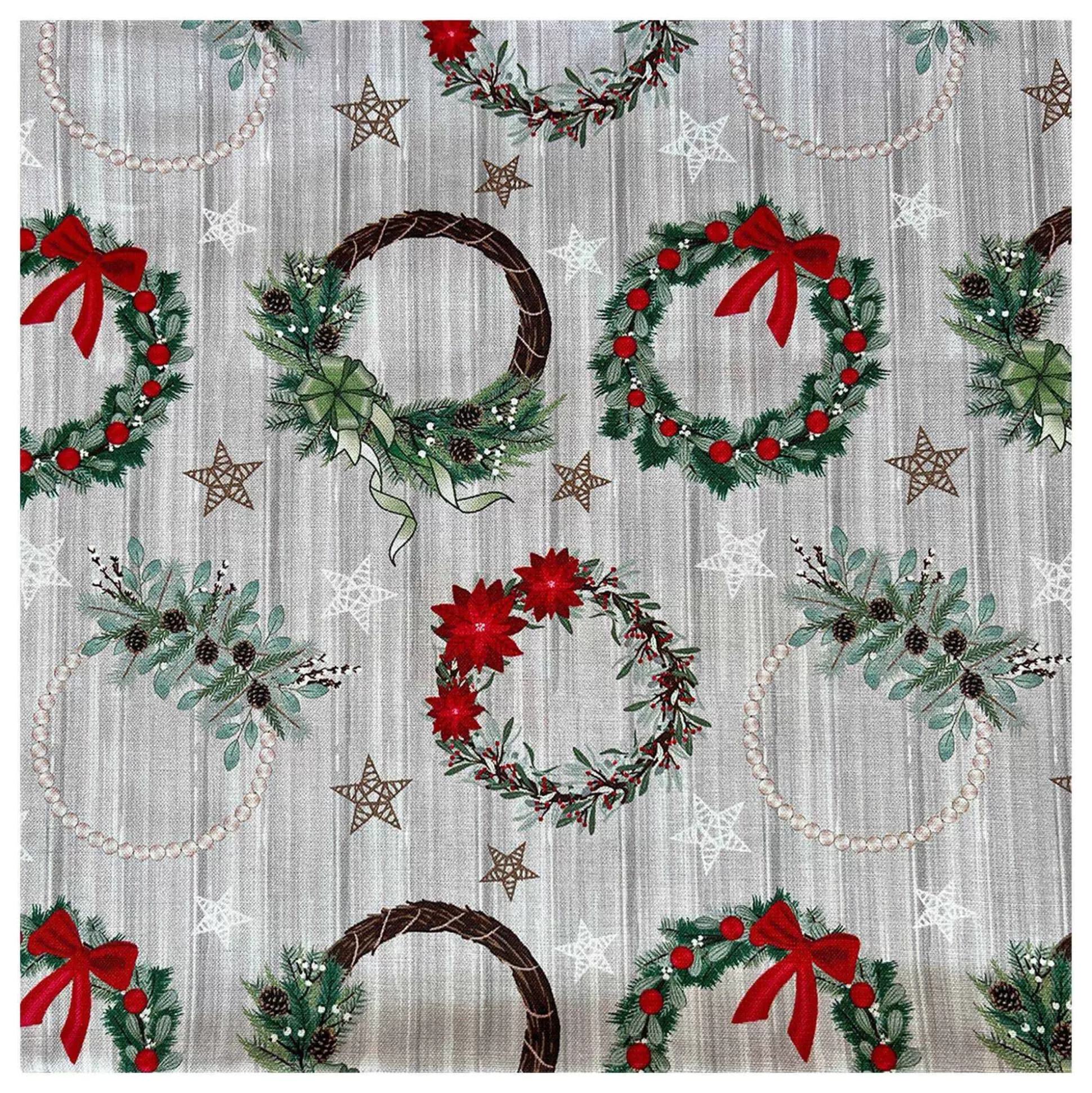 Christmas Wreath Welcome Home Cotton Fabric By The Metre-Hobbycraft Clearance