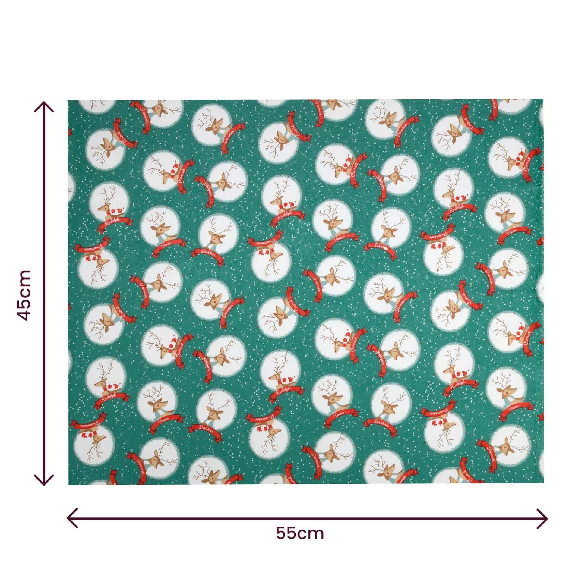 Dark Green Reindeer Single Cotton Fat Quarter-Hobbycraft Online