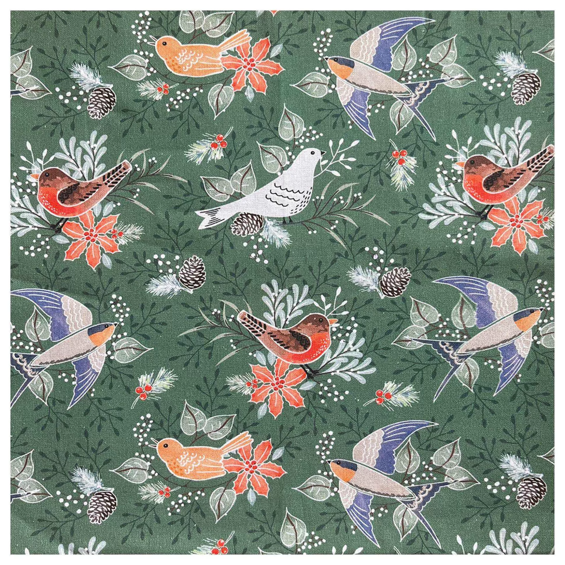 Festive Christmas Birds Cotton Fabric By The Metre-Hobbycraft Cheap