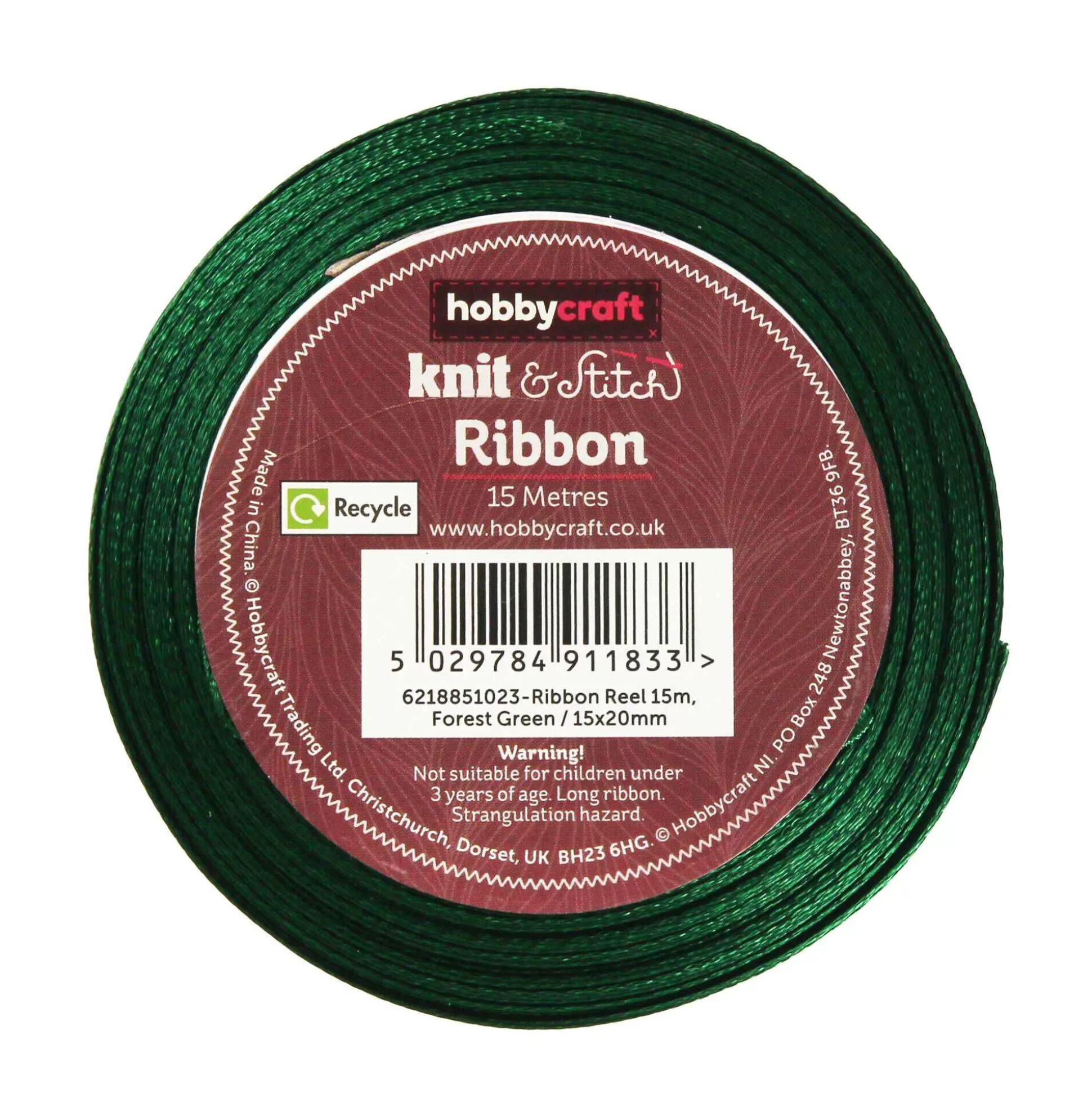 Forest Green Satin Ribbon 20Mm X 15M-Hobbycraft Cheap