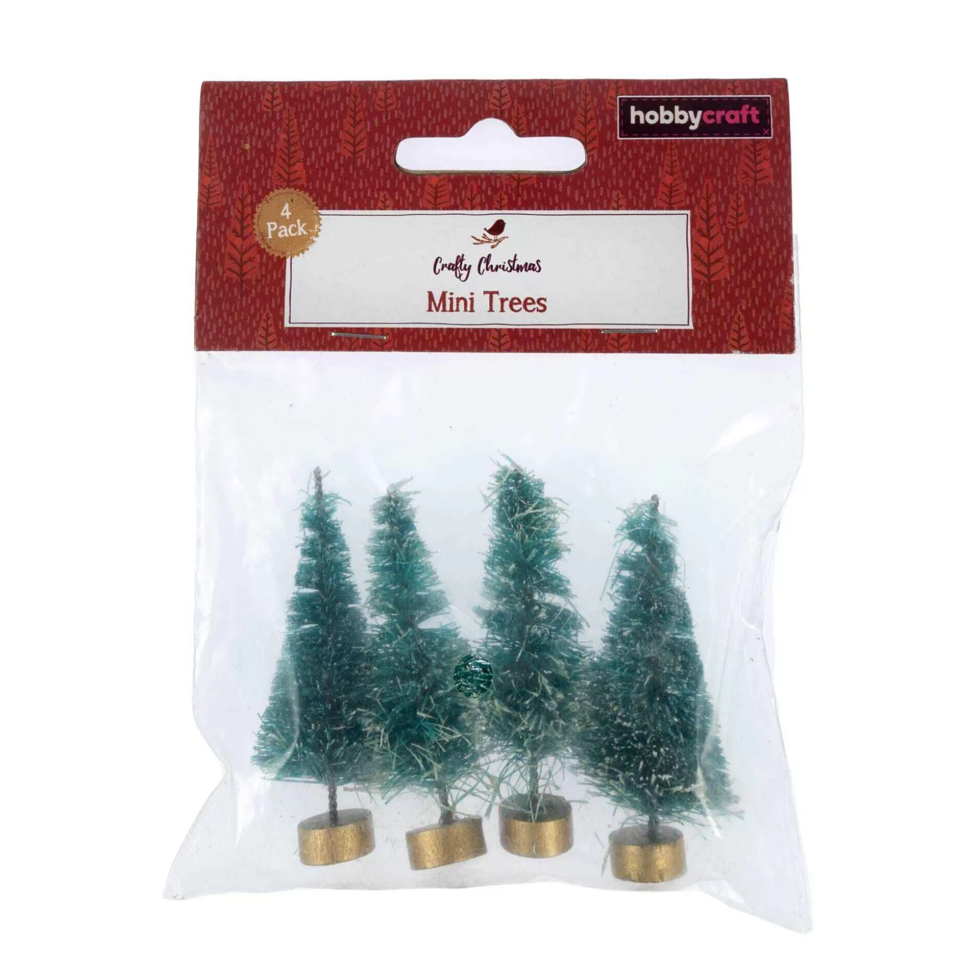 Frosted Bottle Brush Trees 5Cm 4 Pack-Hobbycraft New