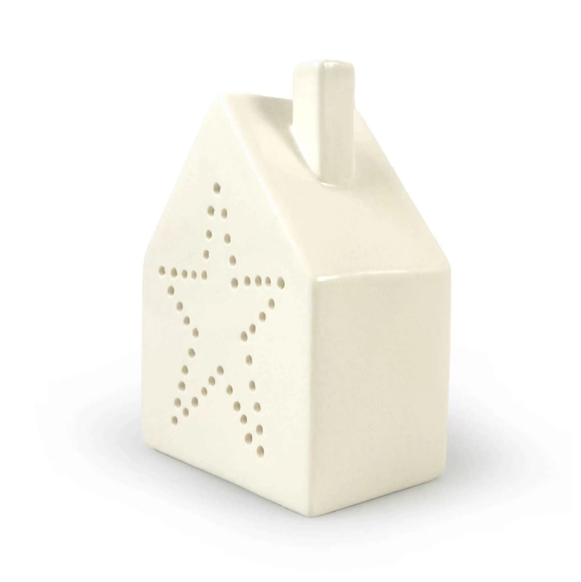 Glazed Ceramic House With Star Tealight Holder 11.5Cm-Hobbycraft Outlet