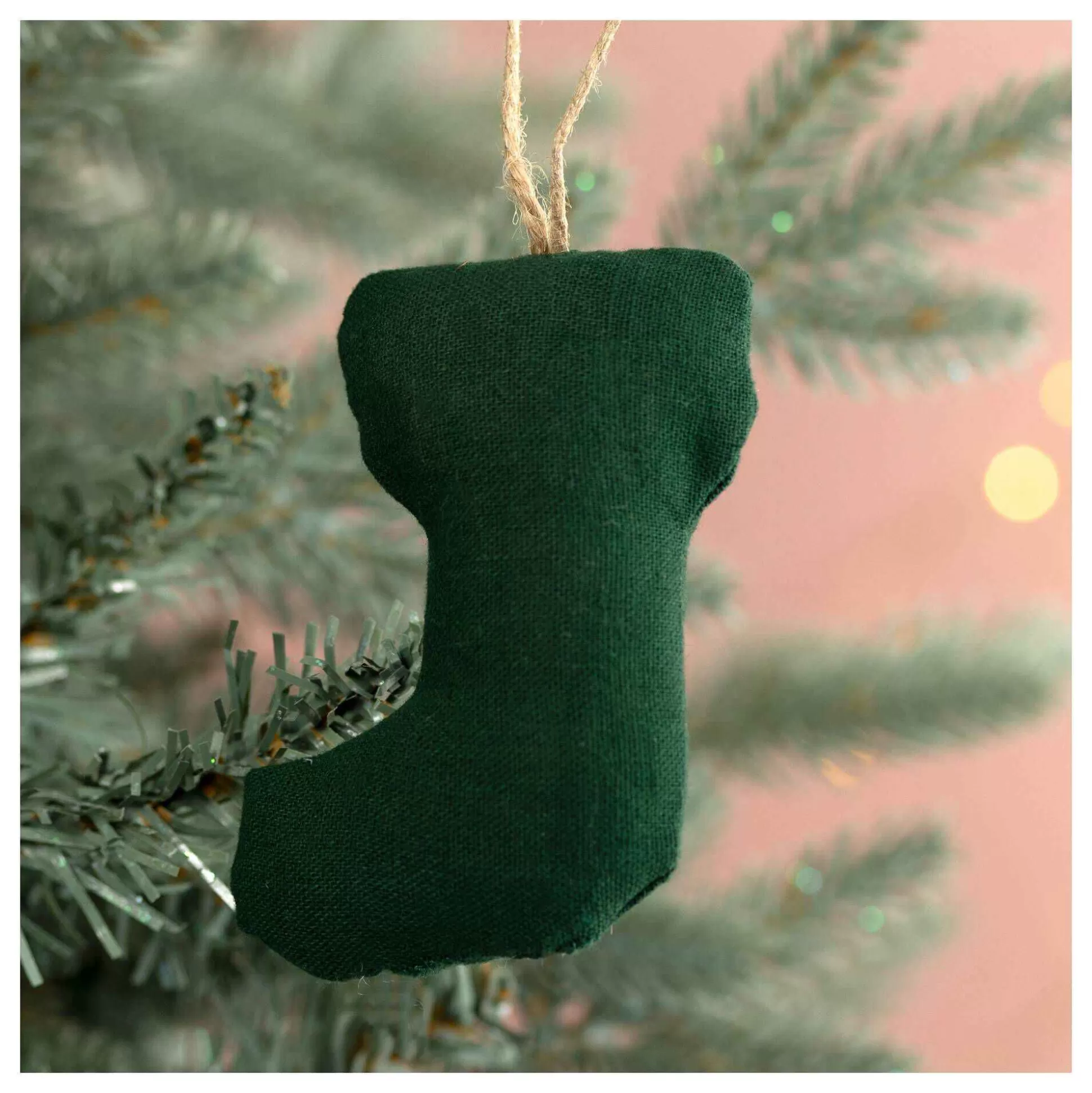 Green Cotton Stocking Decoration 9Cm-Hobbycraft Hot