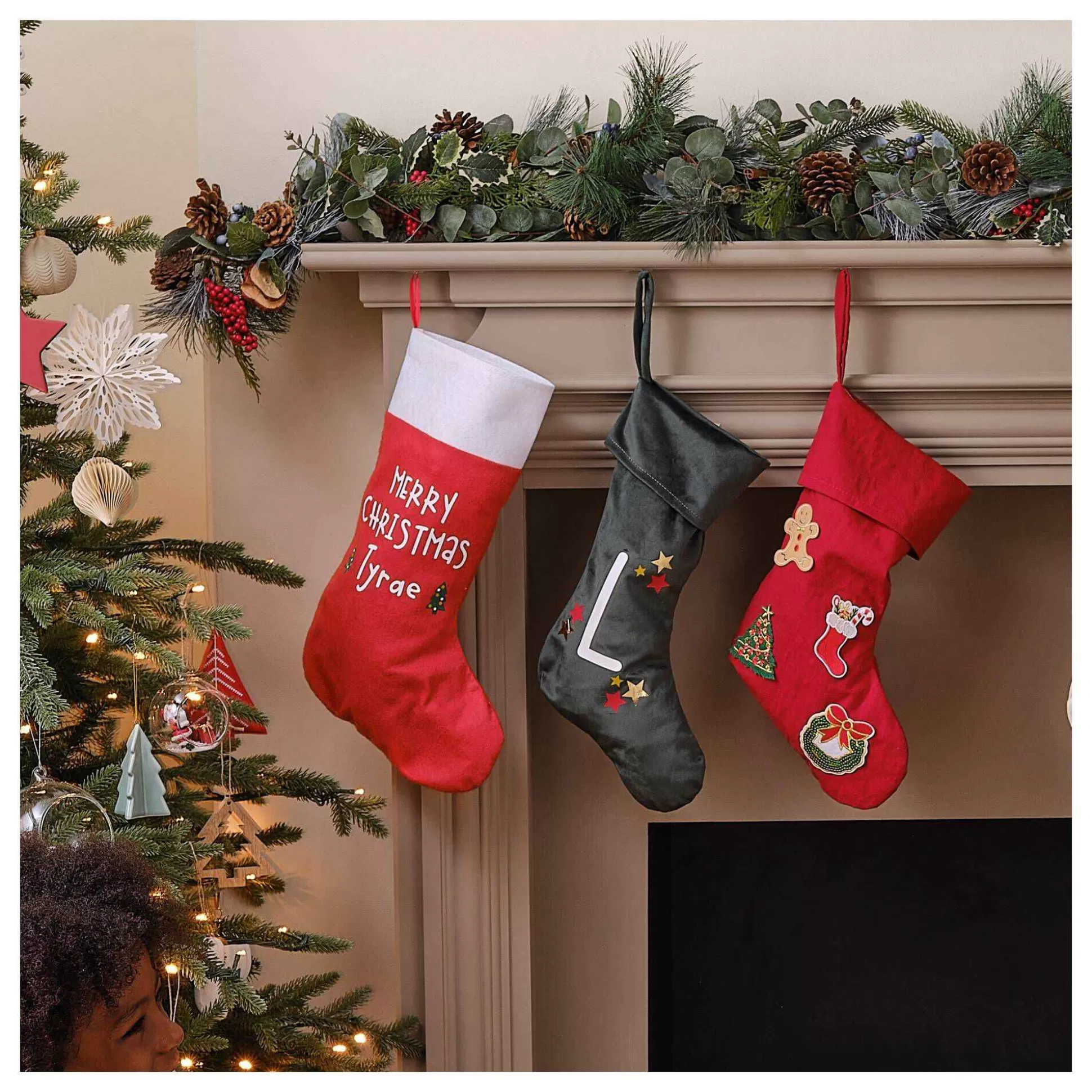 Green Velvet Christmas Stocking-Hobbycraft Best Sale