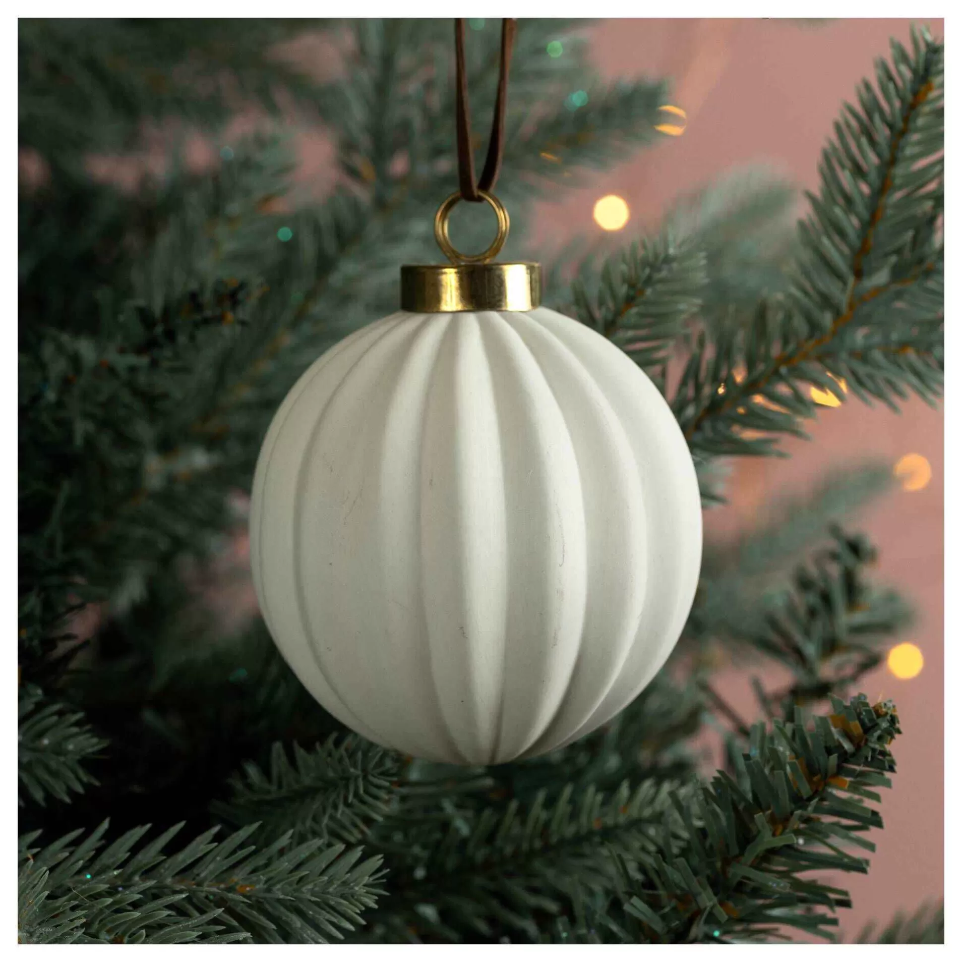 Hanging Ceramic Striped Round Bauble Decoration 8Cm-Hobbycraft Discount