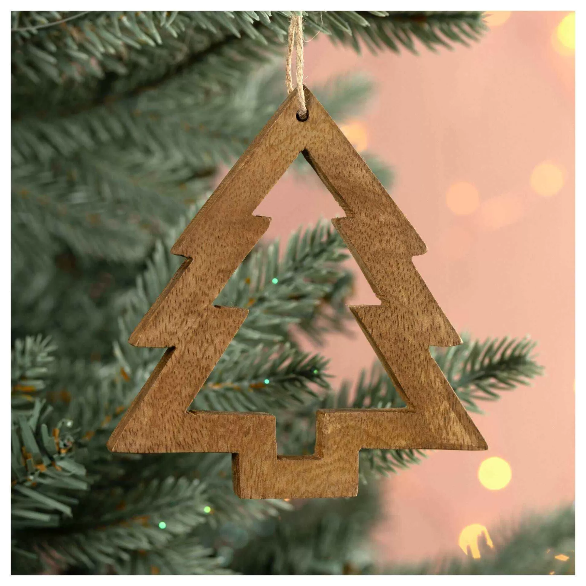 Hanging Mango Wood Tree Outline Decoration 10Cm-Hobbycraft Cheap