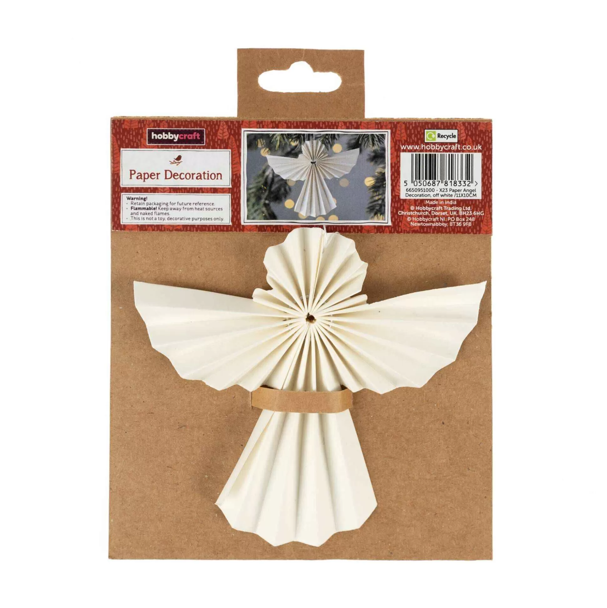 Hanging Off-White Paper Angel Decoration 11Cm-Hobbycraft Best