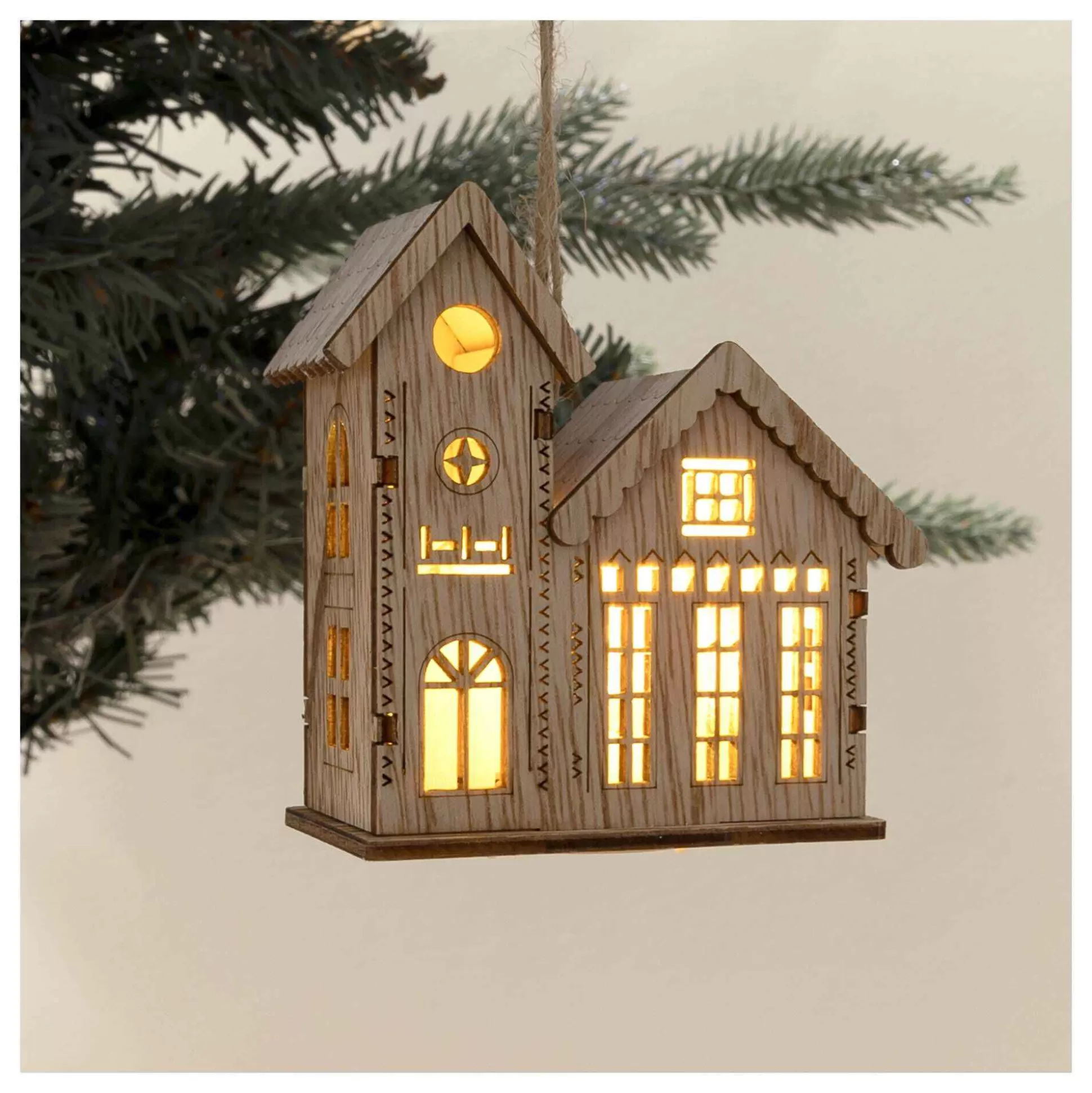 Hanging Wooden Church Decoration 8.5Cm-Hobbycraft Online