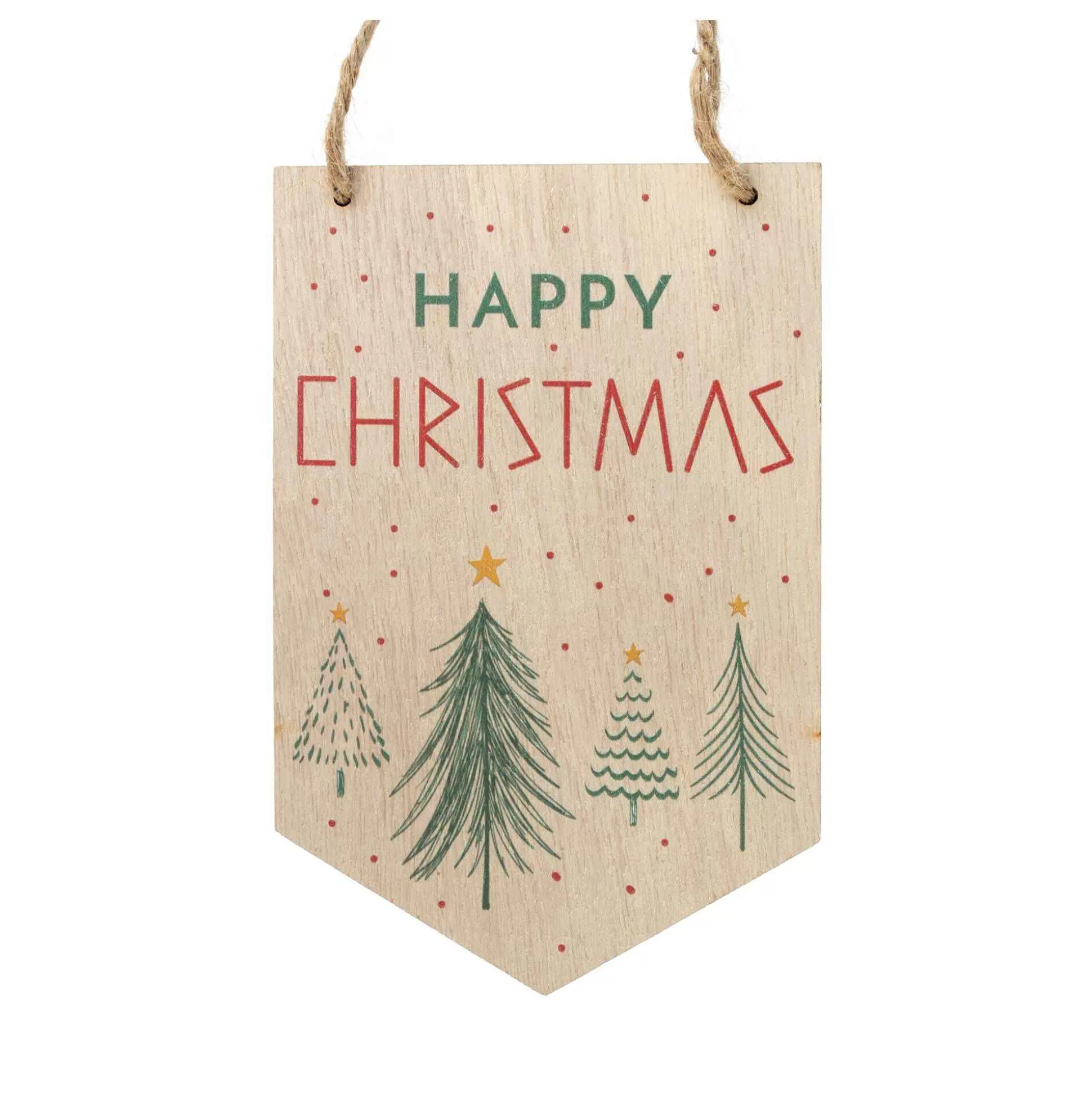 Hanging Wooden Happy Christmas Sign 15Cm-Hobbycraft Shop