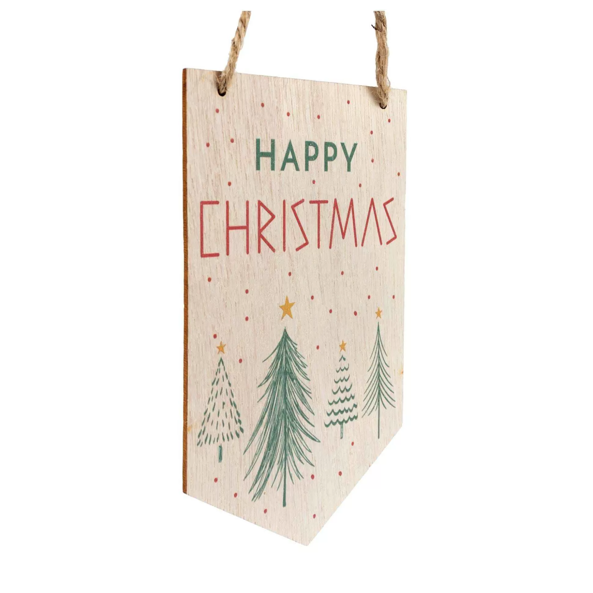 Hanging Wooden Happy Christmas Sign 15Cm-Hobbycraft Shop