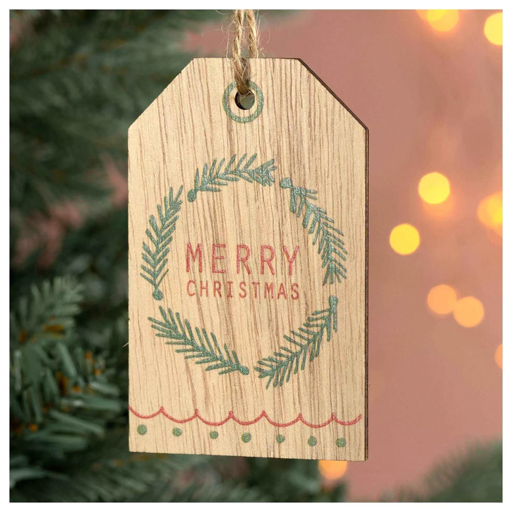 Hanging Wooden Merry Christmas Tag 10Cm-Hobbycraft Cheap