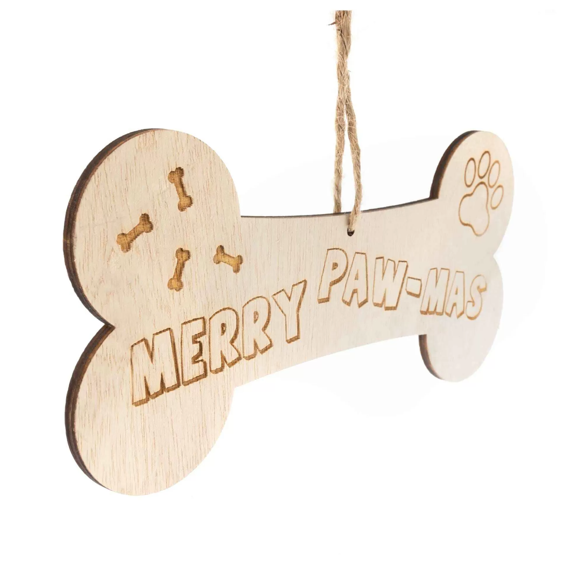 Hanging Wooden Merry Paw-Mas Decoration 21.5Cm-Hobbycraft Cheap