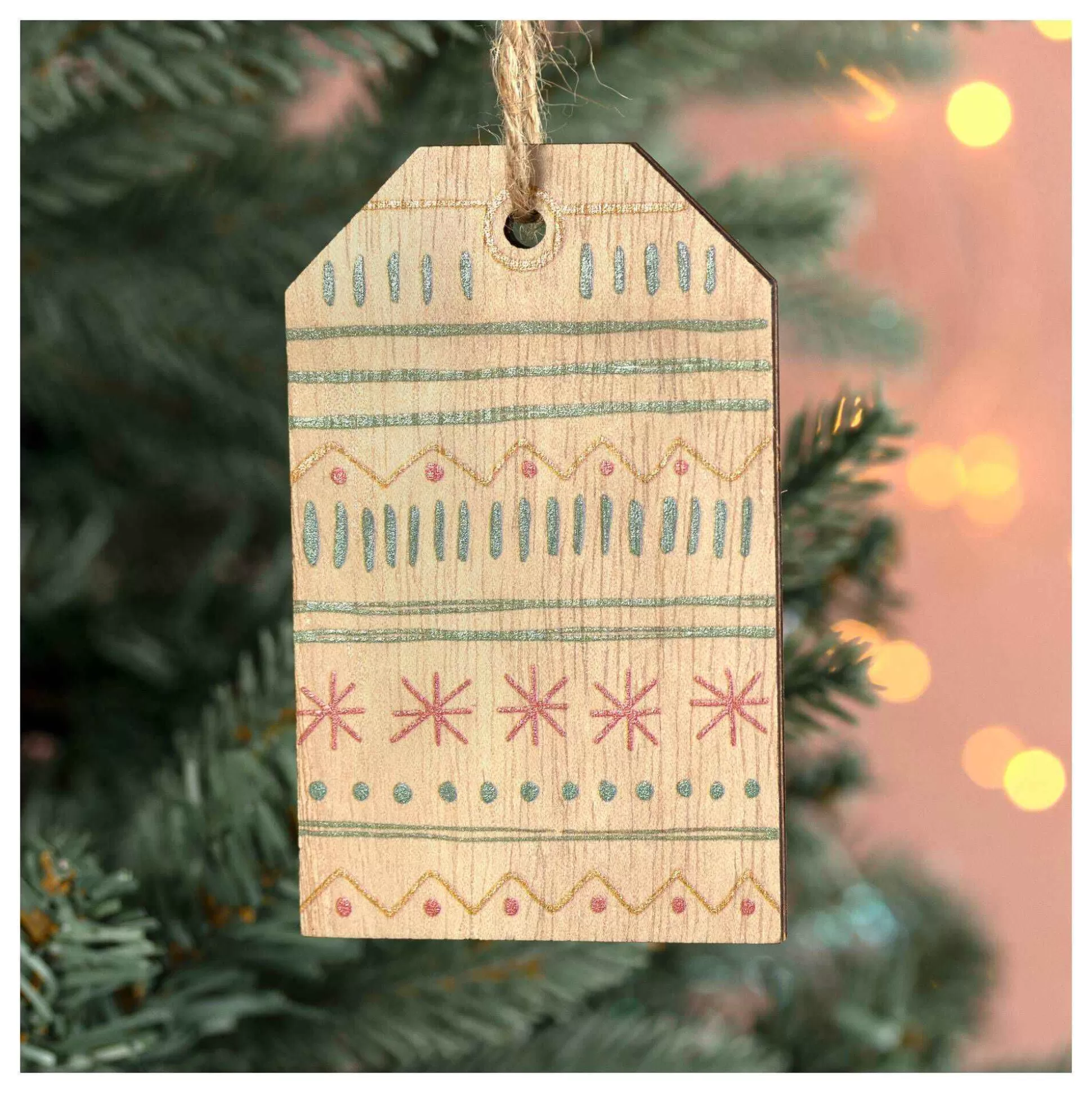 Hanging Wooden Patterned Tag 10Cm-Hobbycraft Flash Sale