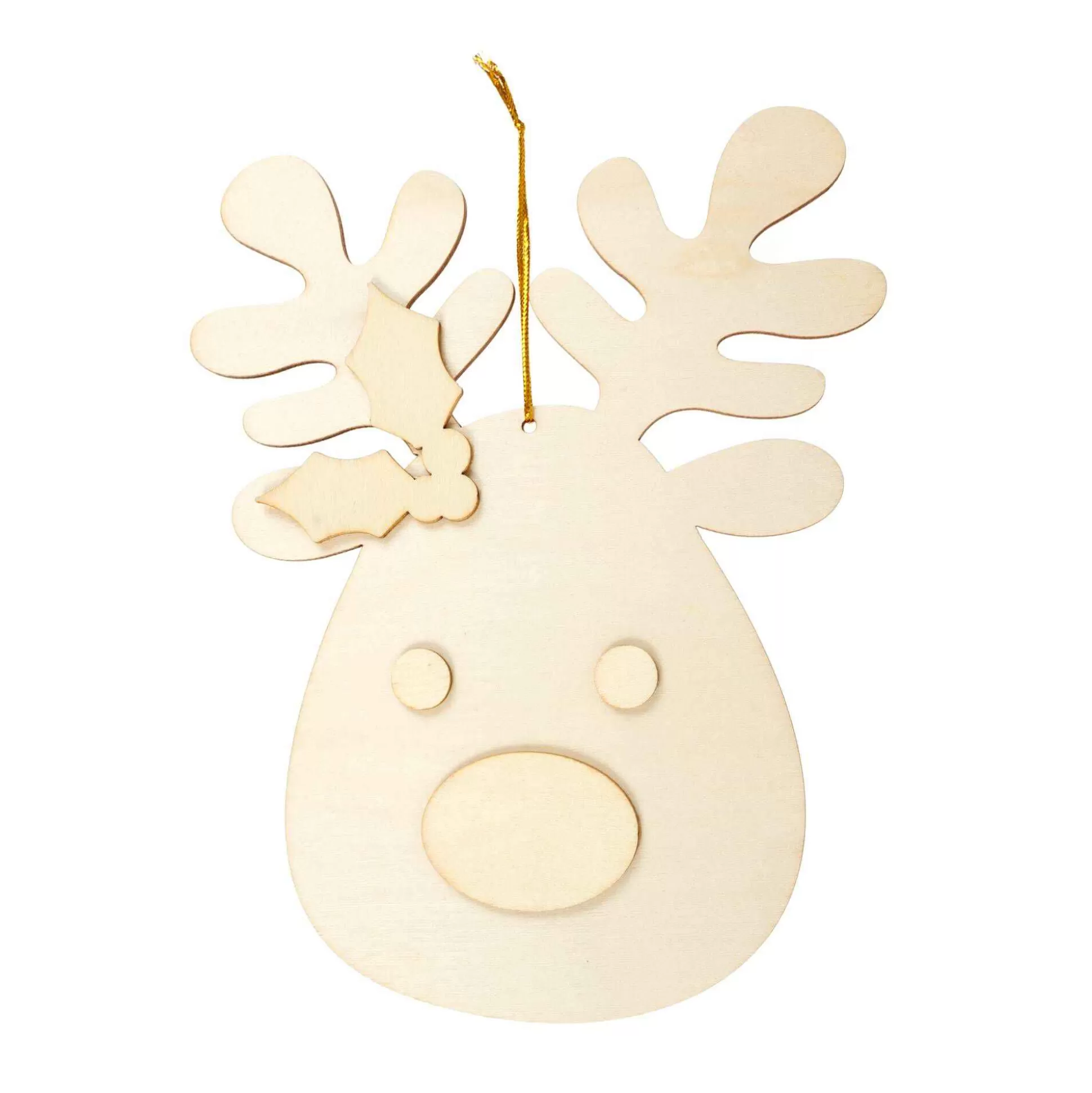 Hanging Wooden Reindeer Face Decoration 21Cm-Hobbycraft Fashion