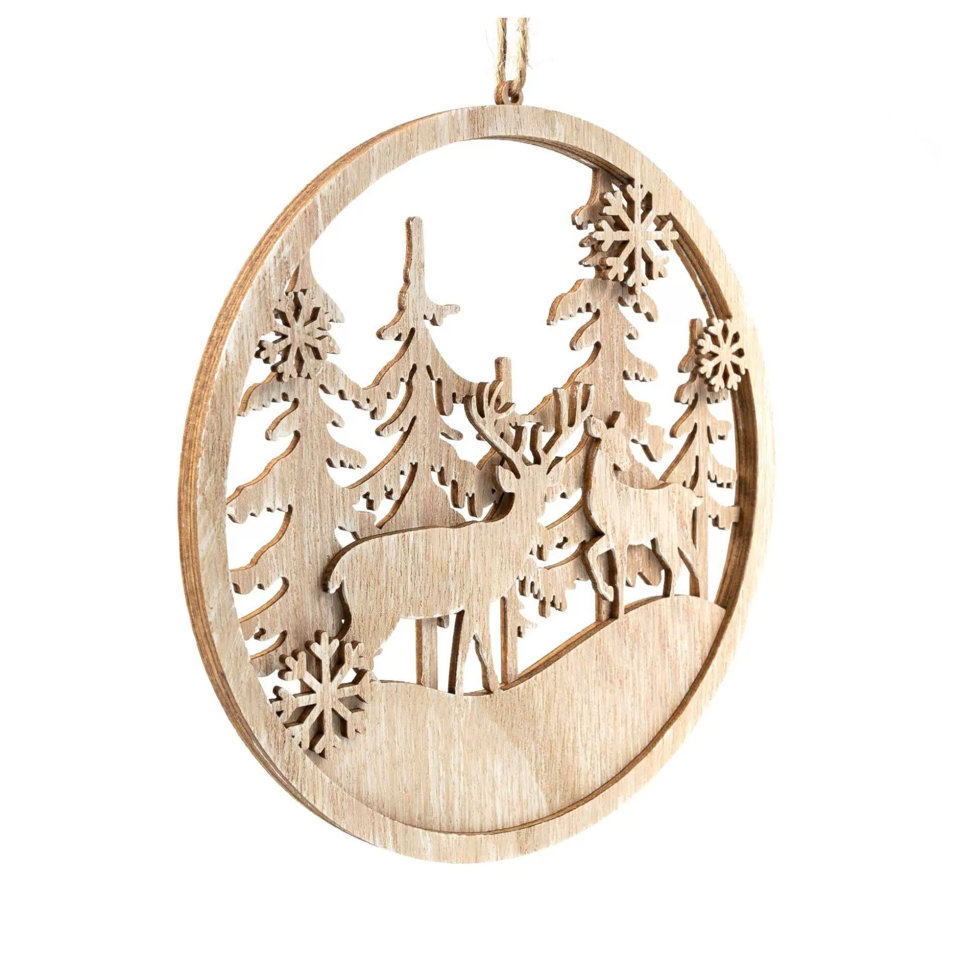 Hanging Wooden Winter Scene Bauble 15Cm-Hobbycraft Outlet
