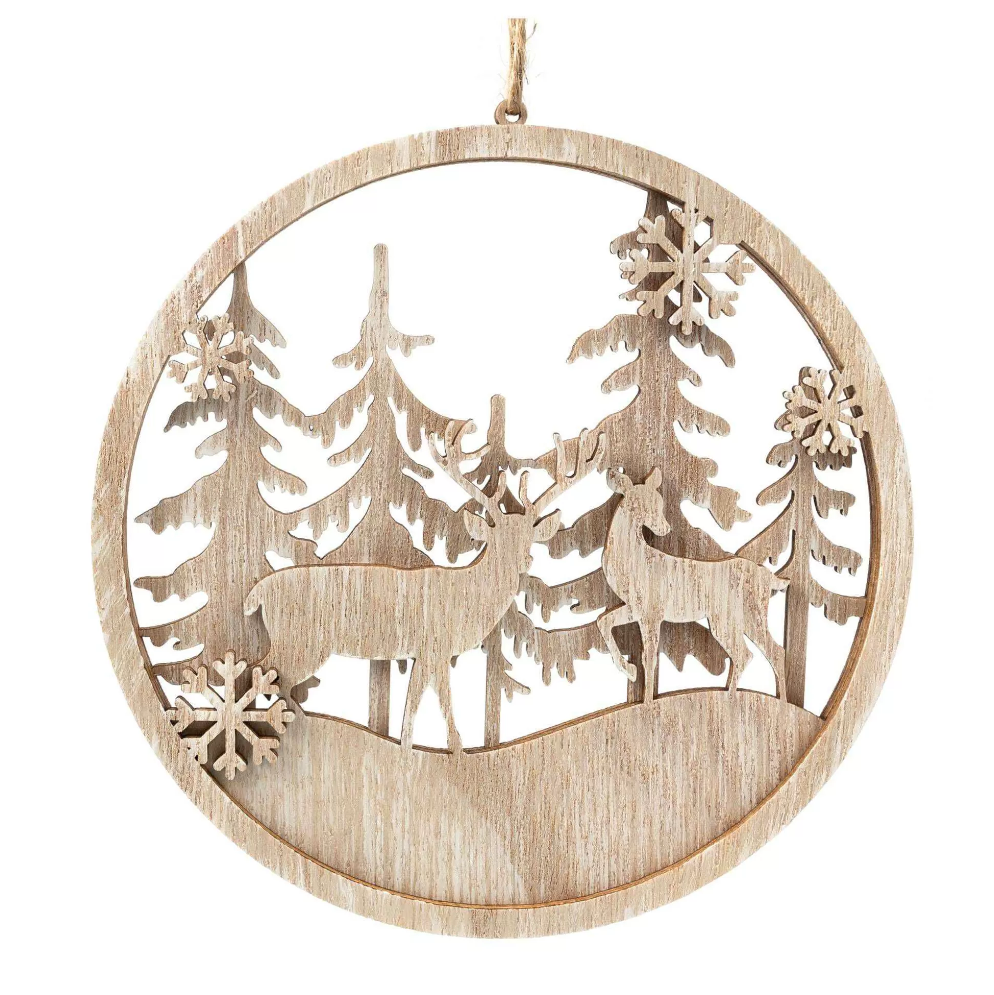 Hanging Wooden Winter Scene Bauble 15Cm-Hobbycraft Outlet