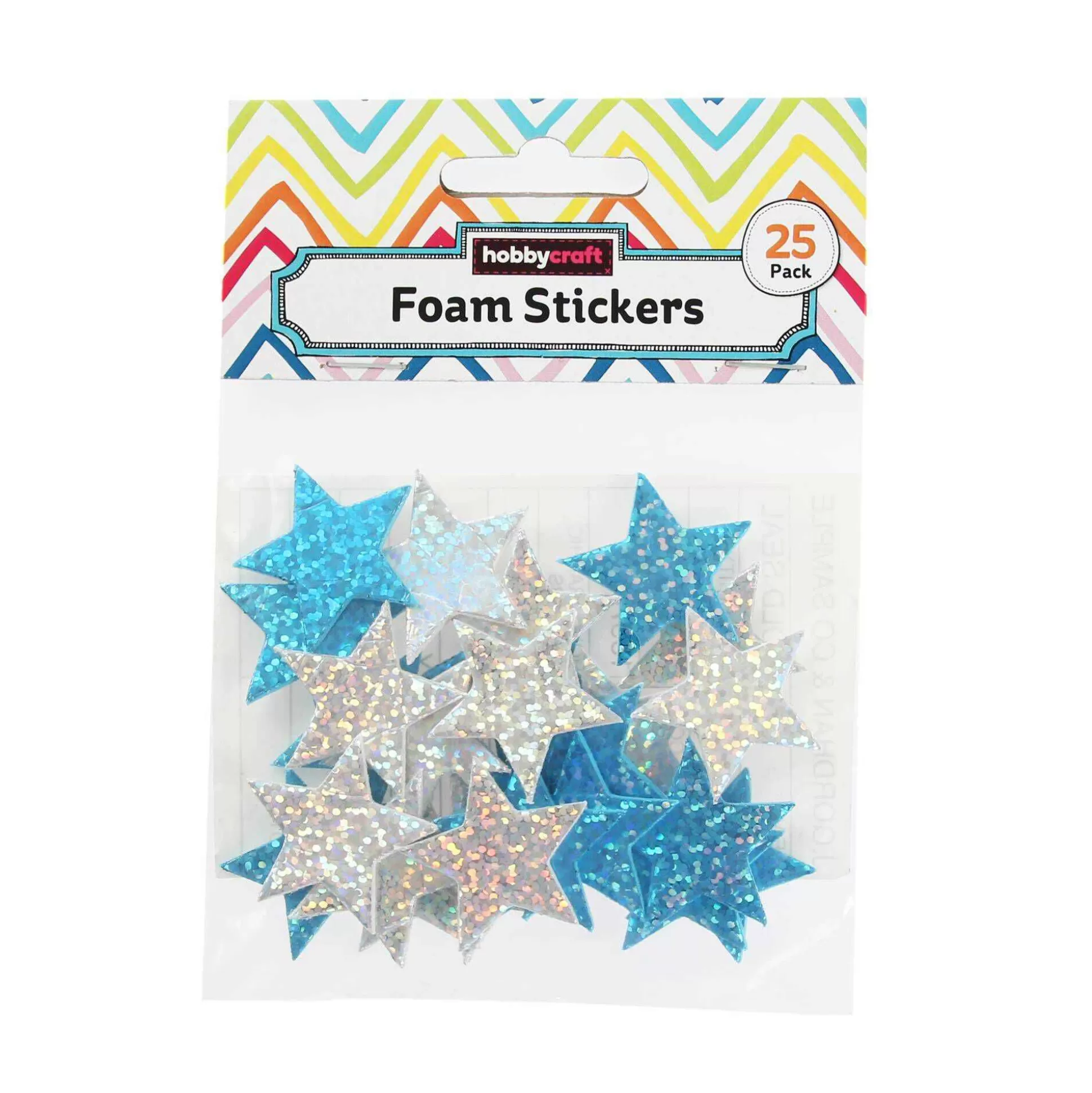 Holographic Star Foam Stickers 25 Pack-Hobbycraft Best