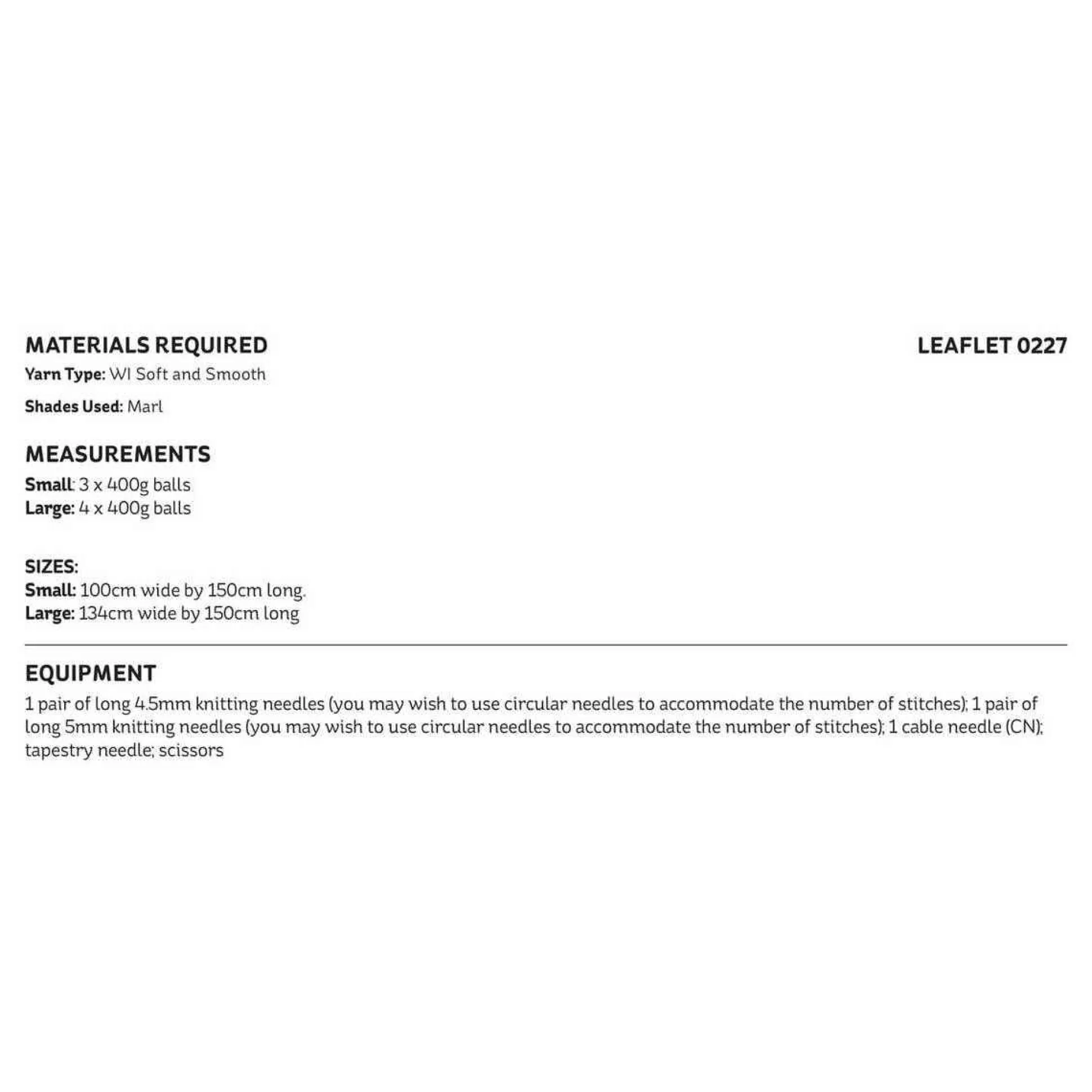 Knitcraft Cable Bobble Blanket Digital Pattern 0227-Hobbycraft Outlet