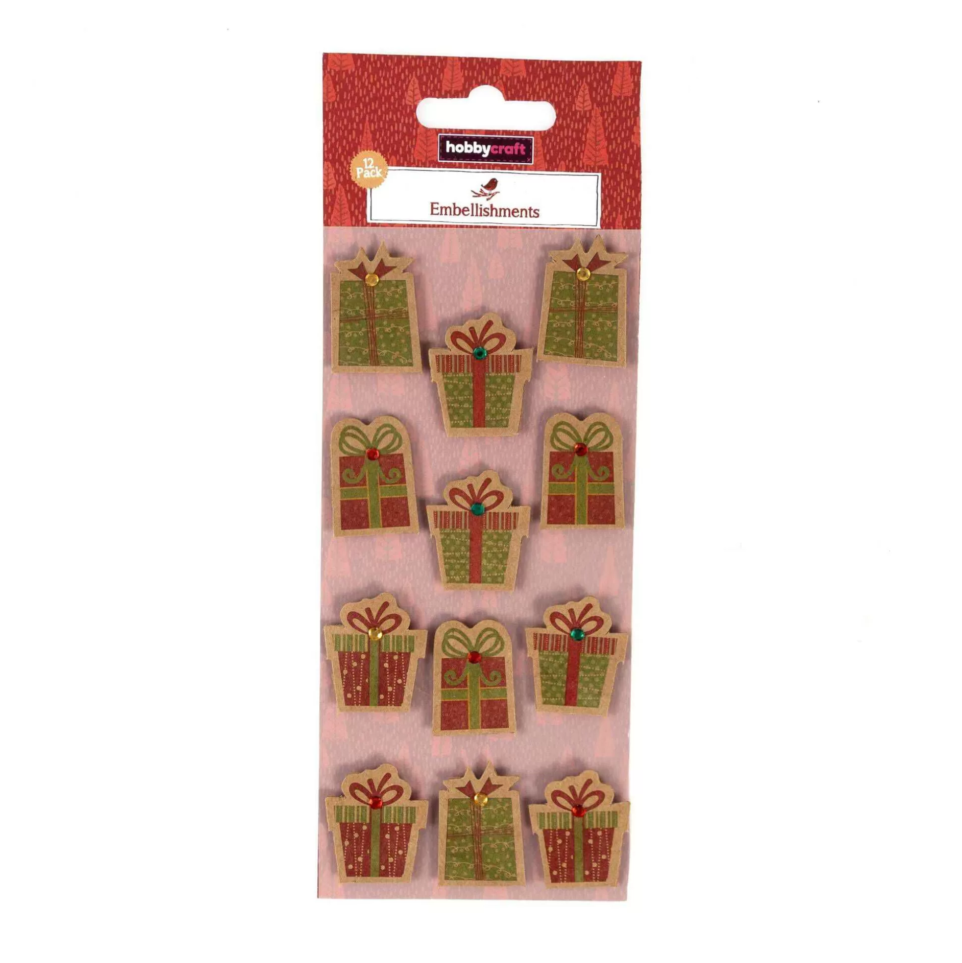 Kraft Present Chipboard Embellishments 12 Pack-Hobbycraft Shop