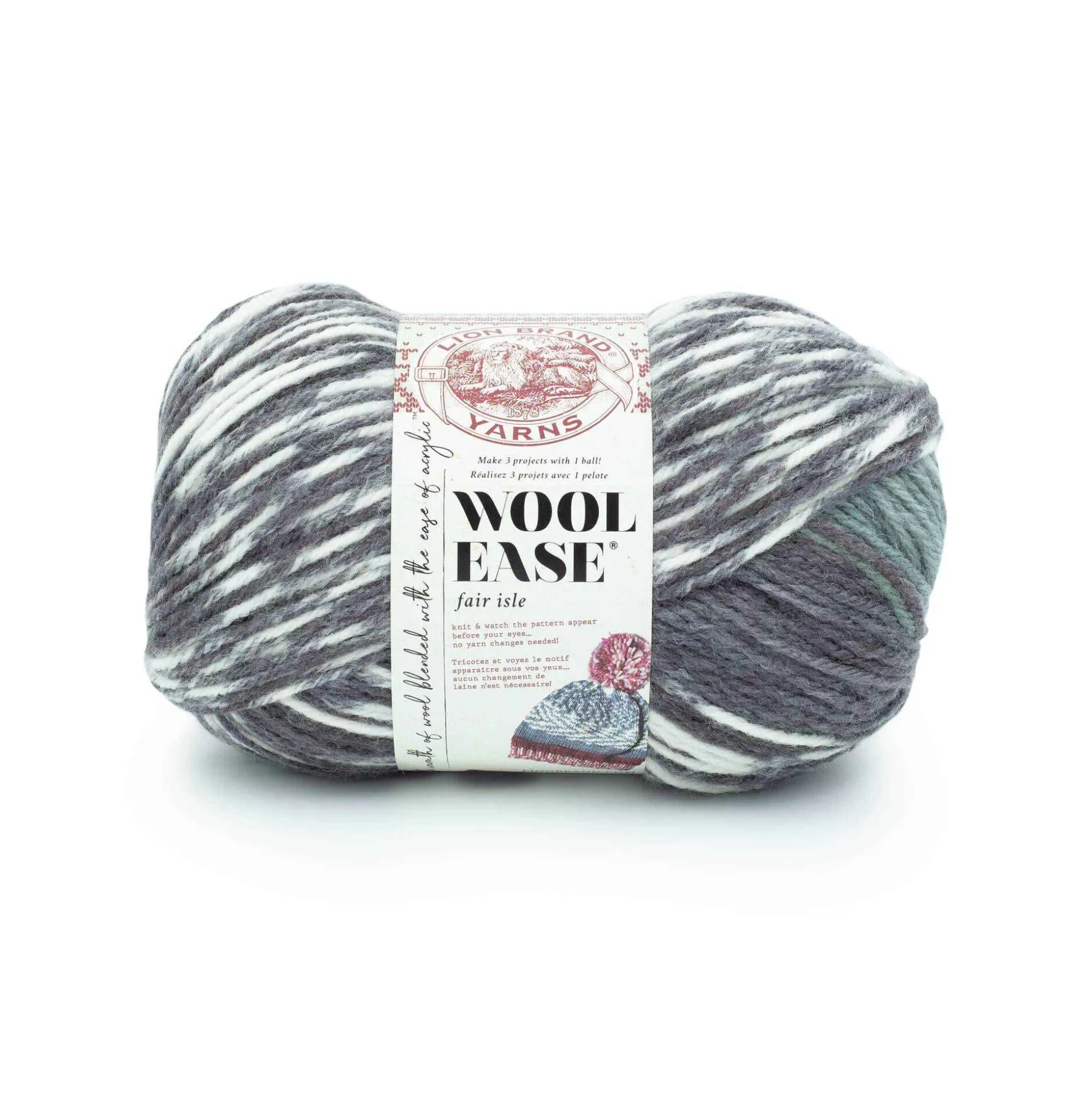 Lion Brand Charcoal Wool-Ease Fair Isle Yarn 150G-Hobbycraft Discount