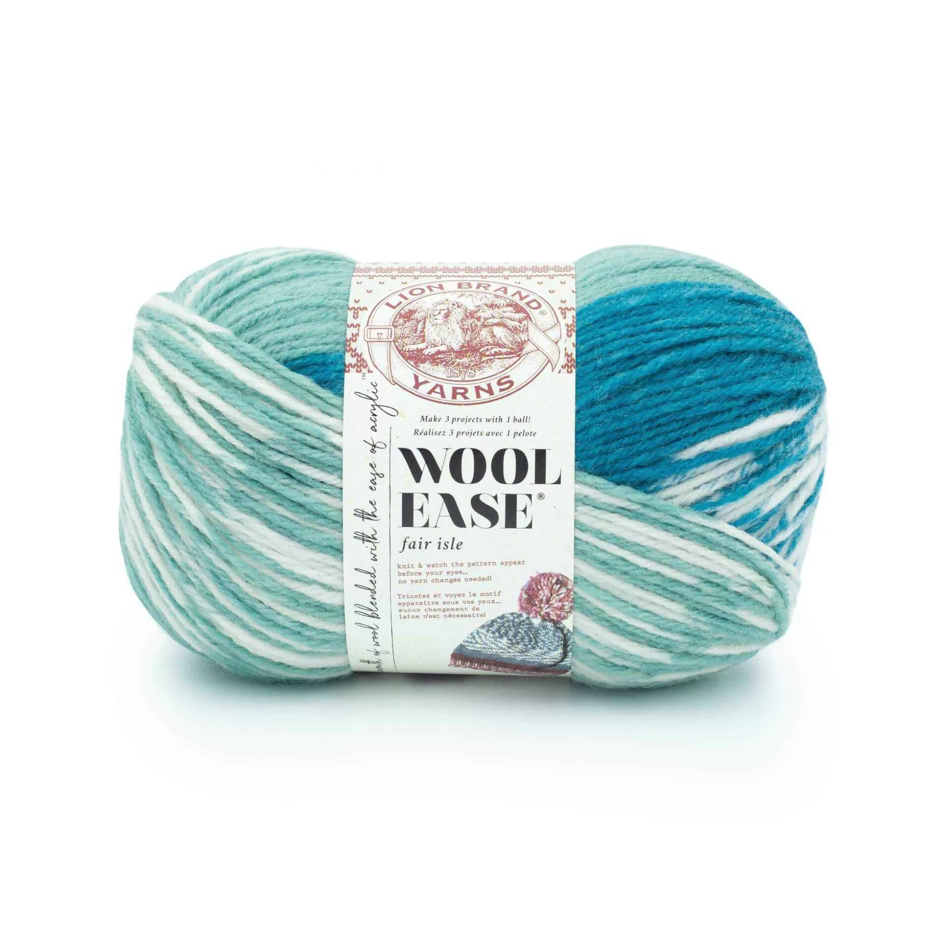 Lion Brand Turquoise Wool-Ease Fair Isle Yarn 150G-Hobbycraft Hot