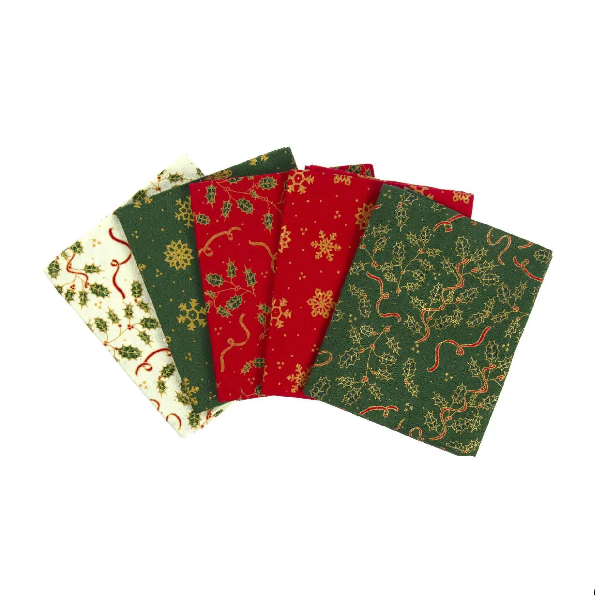 metallic_holly_cotton_fat_quarters_5_pack_1.webp Metallic Holly Cotton Fat Quarters 5 Pack-Hobbycraft Discount