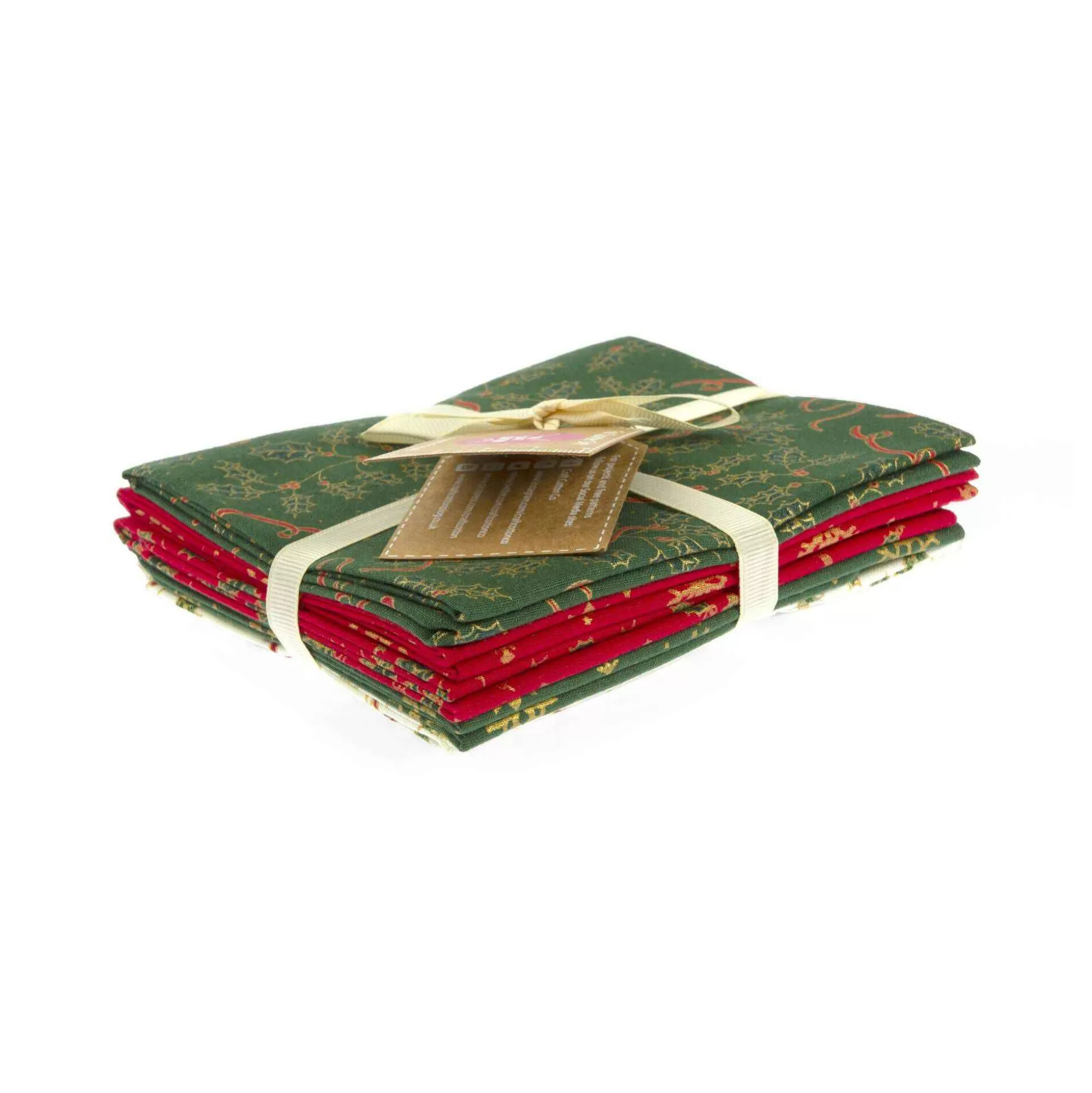 Metallic Holly Cotton Fat Quarters 5 Pack-Hobbycraft Discount