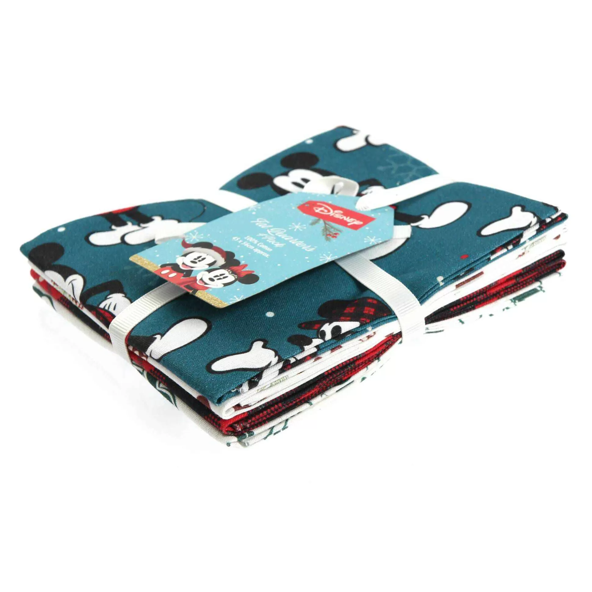 Mickey And Friends Christmas Cotton Fat Quarters 4 Pack-Hobbycraft Outlet
