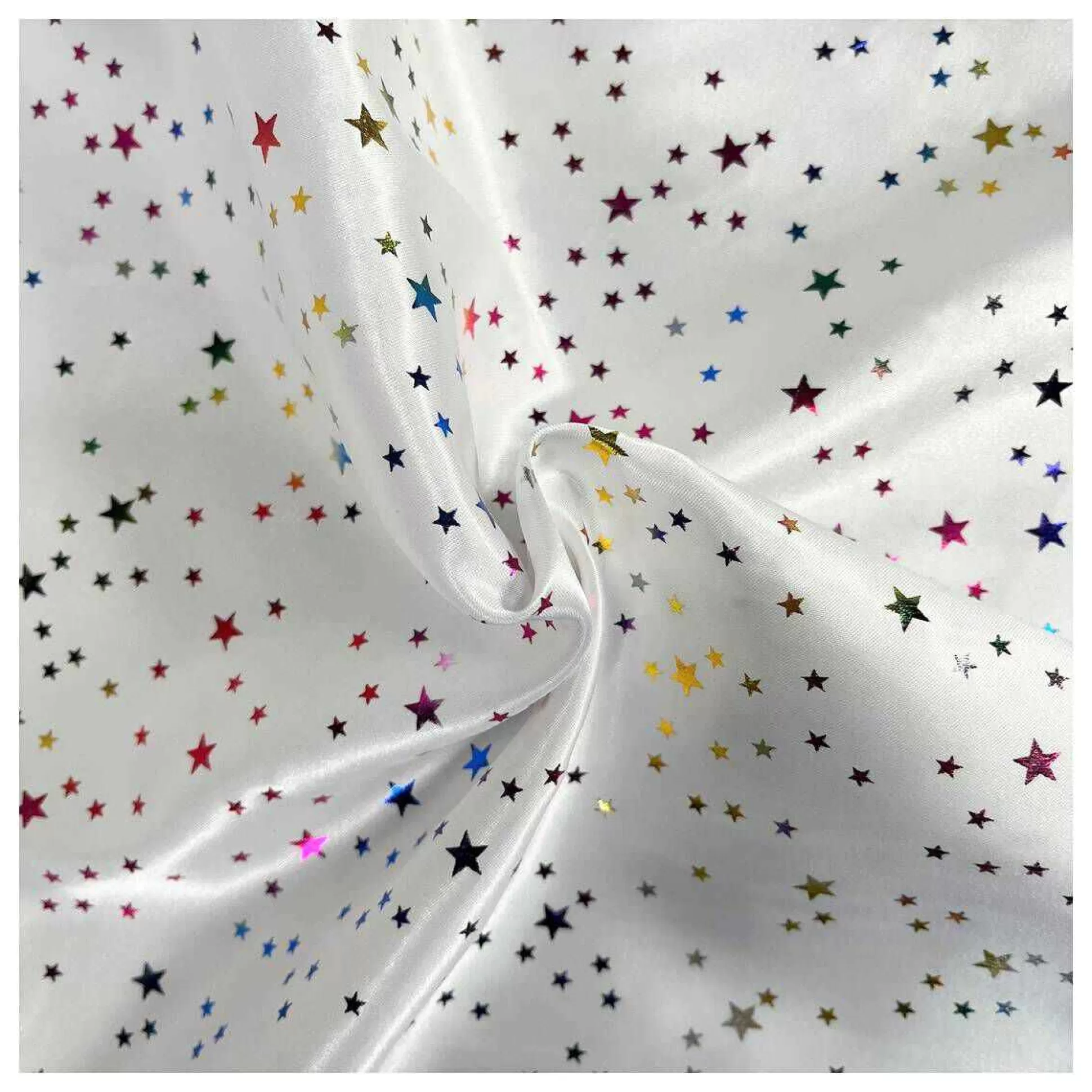 Multi Star Foil Satin Fabric By The Metre-Hobbycraft Fashion