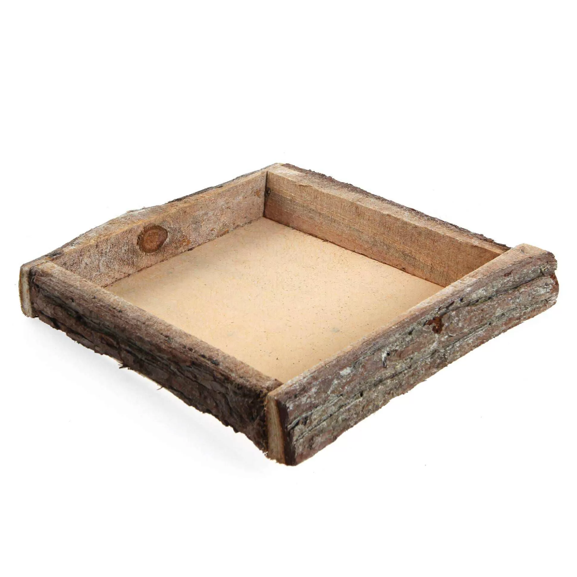 Natural Wash Bark Wooden Tray 25Cm X 25Cm X 4Cm-Hobbycraft Store