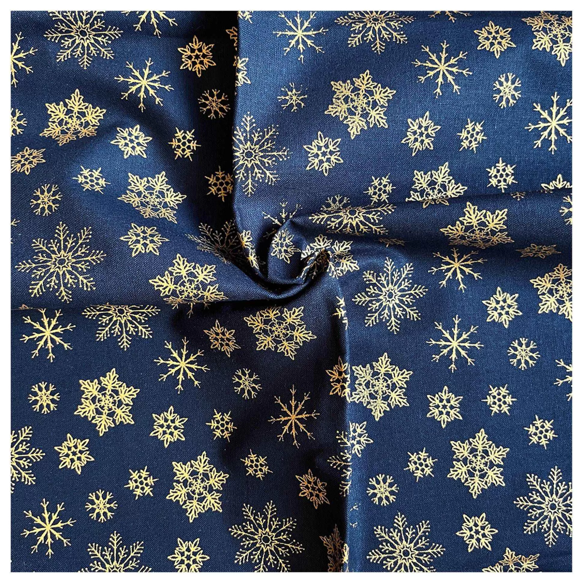 Navy Snowflake Cotton Fabric By The Metre-Hobbycraft New