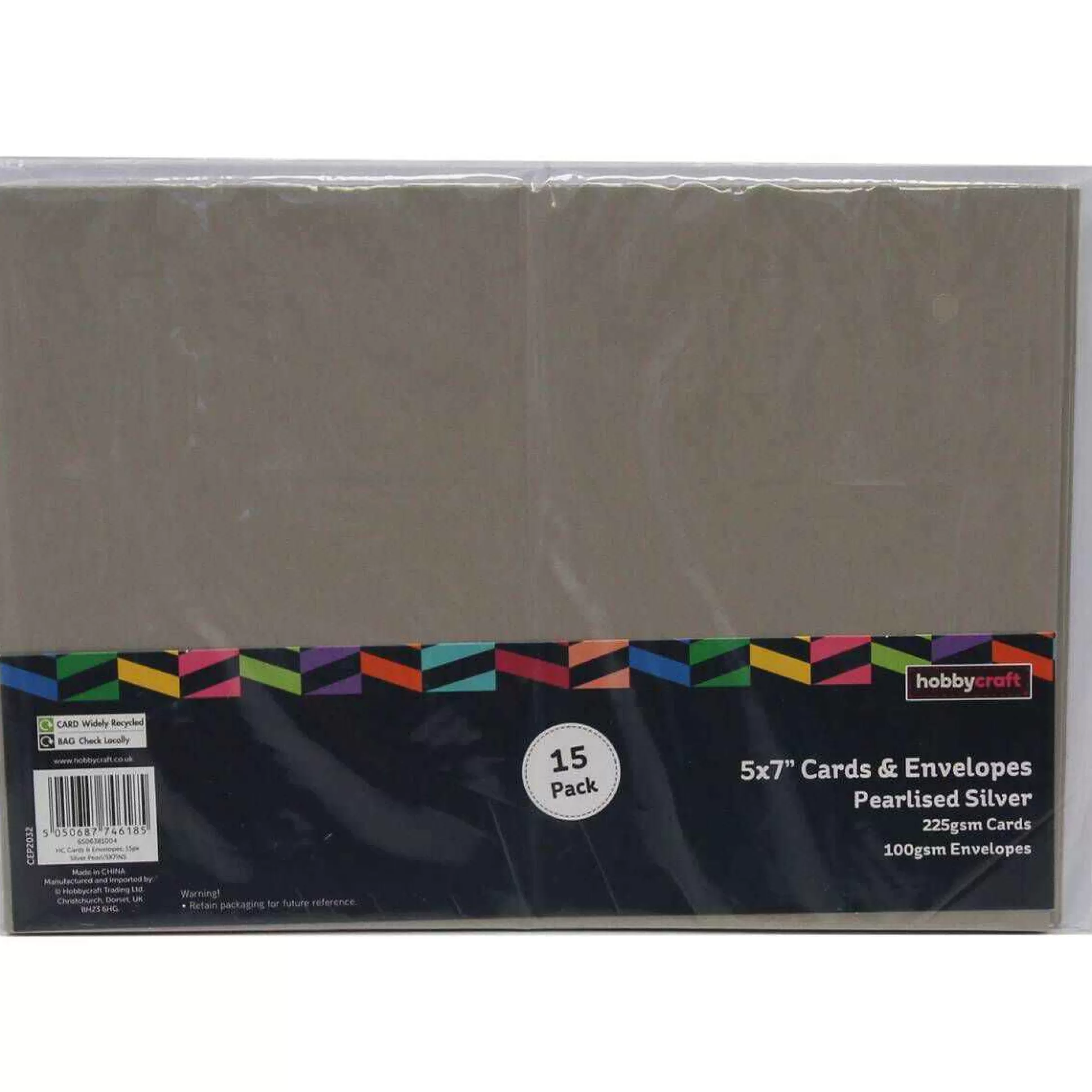 Pearlised Silver Cards And Envelopes 5 X 7 Inches 15 Pack-Hobbycraft Discount