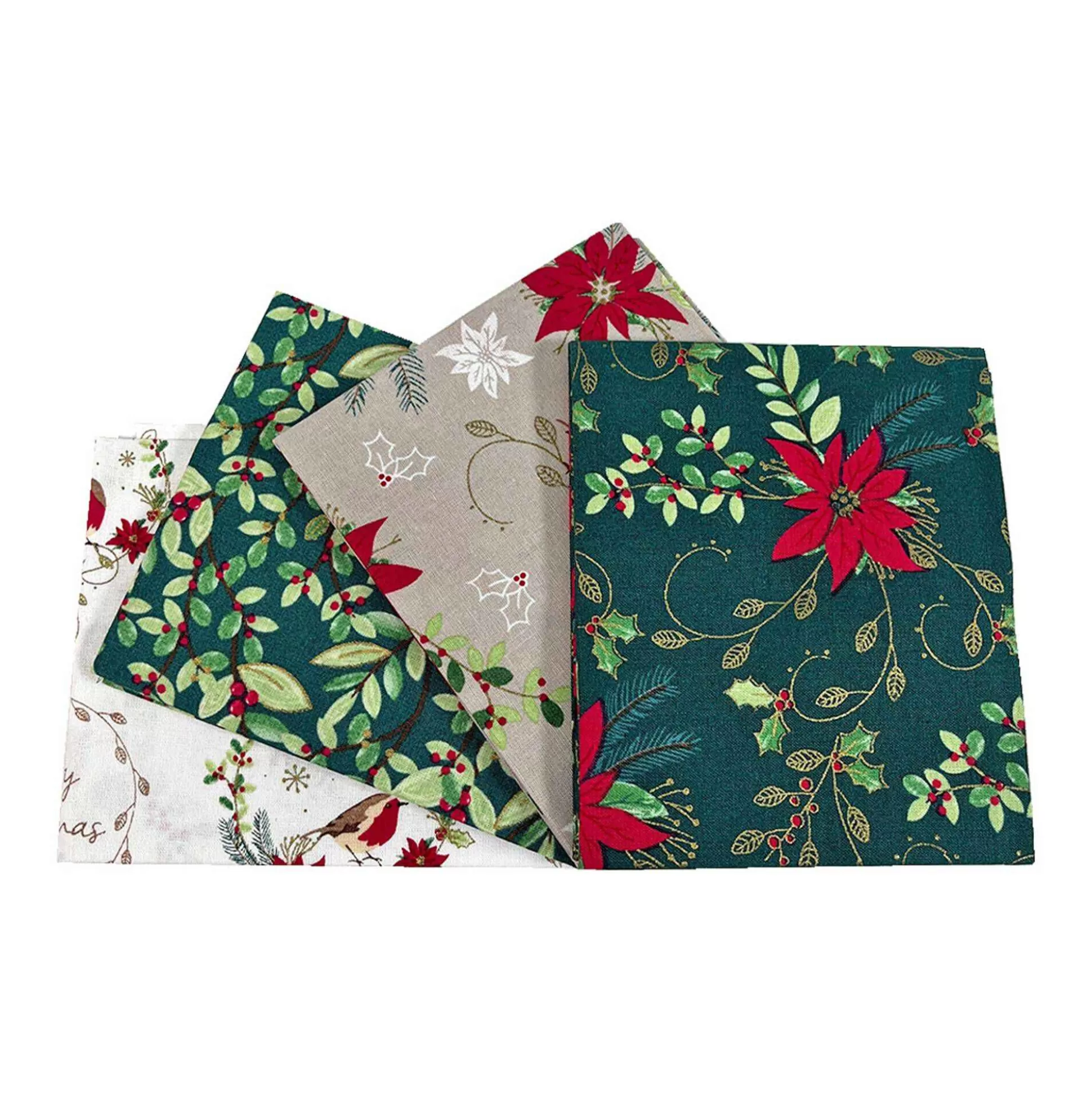 Poinsettia Cotton Fat Quarters 4 Pack-Hobbycraft Online