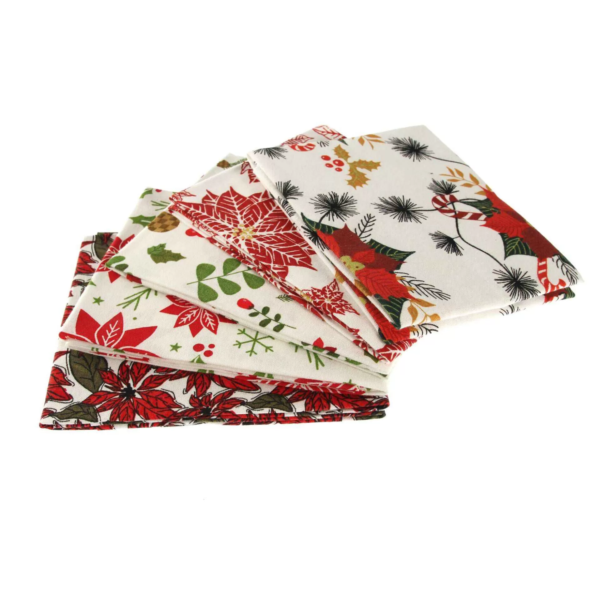 Poinsettia Print Cotton Fat Quarters 5 Pack-Hobbycraft Hot