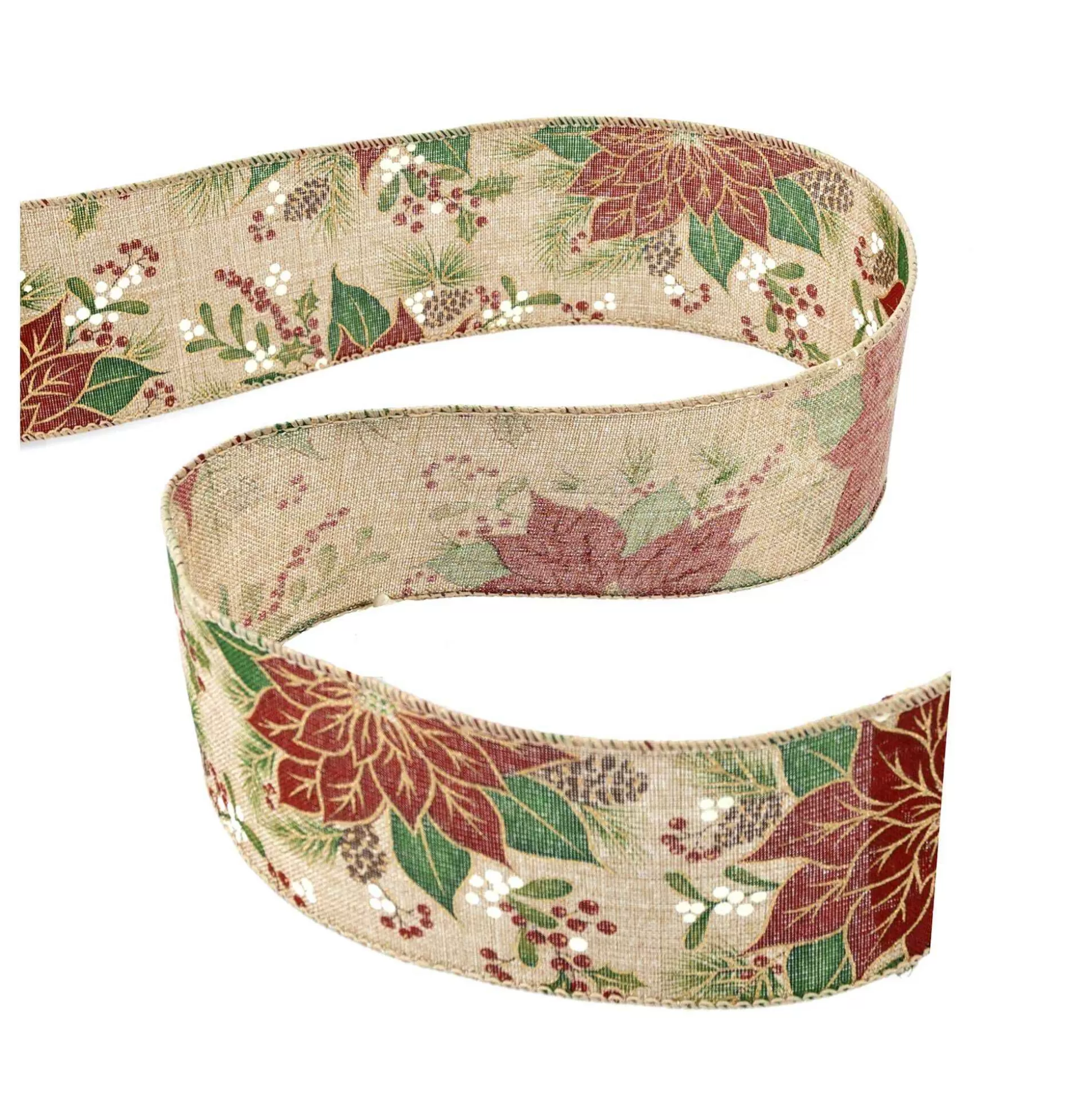 Poinsettia Wire Edge Ribbon 63Mm X 3M-Hobbycraft Online
