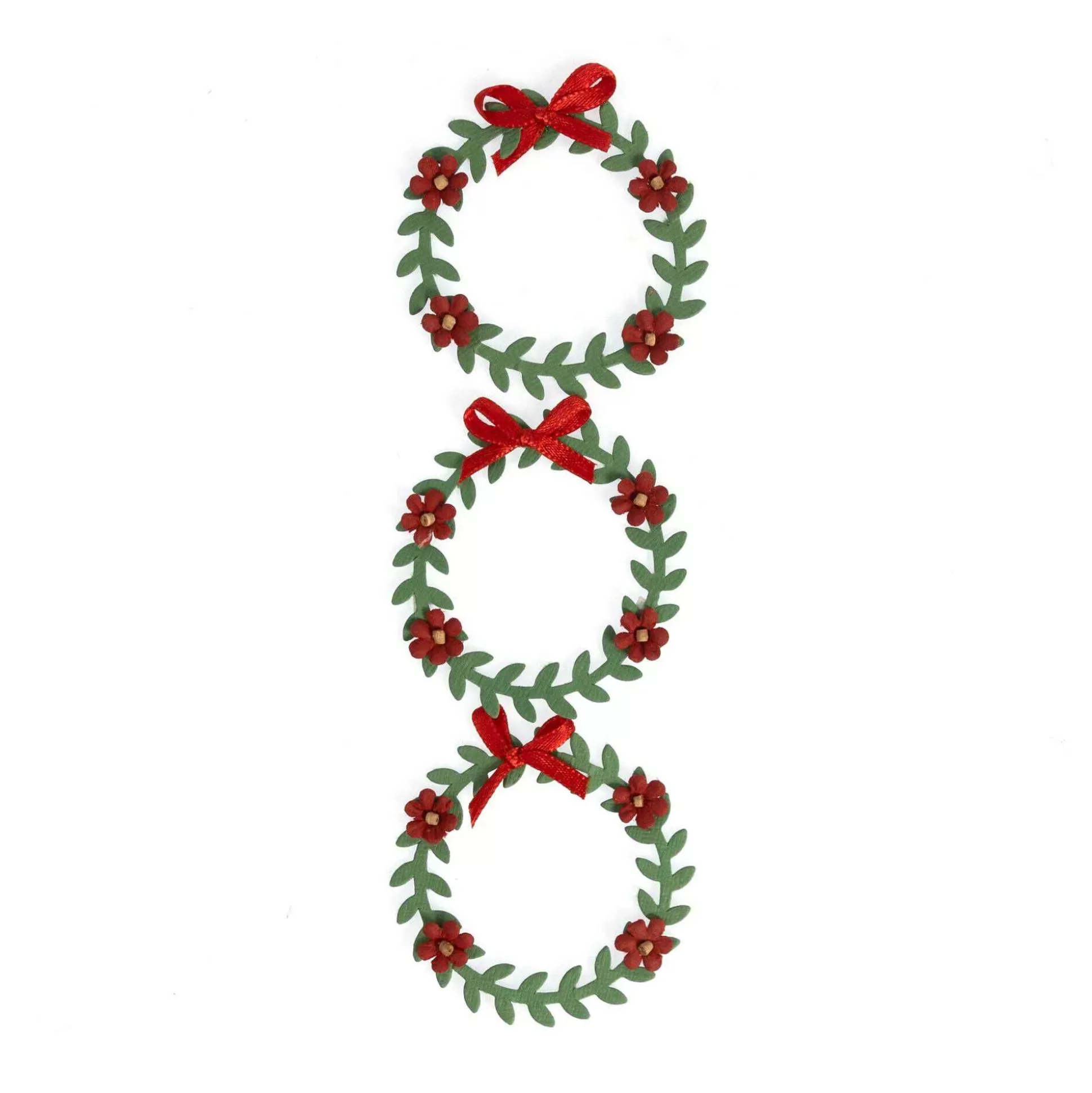 Red And Green Wreath Embellishments 3 Pack-Hobbycraft Shop