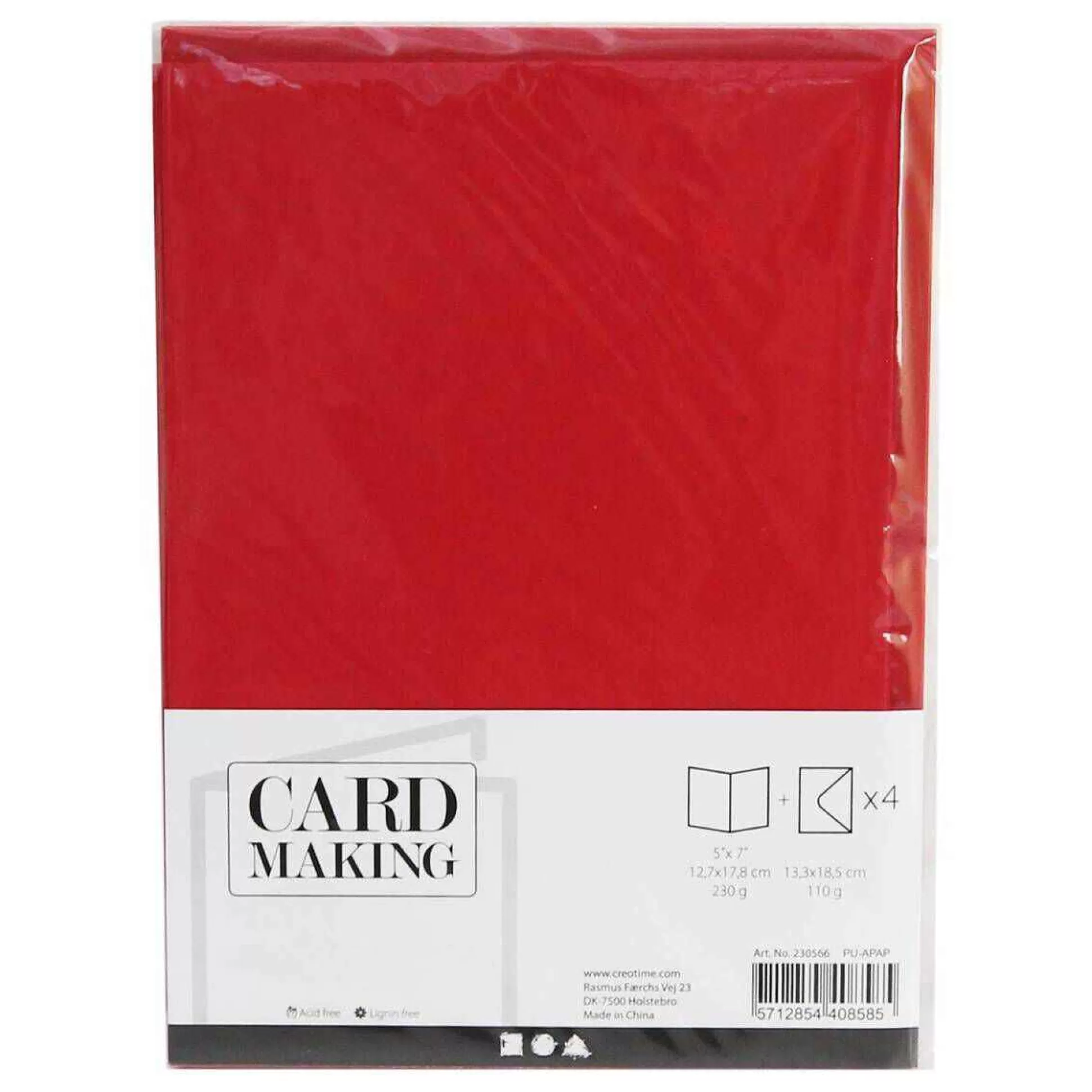 Red Cards And Envelopes 5 X 7 Inches 4 Pack-Hobbycraft Clearance