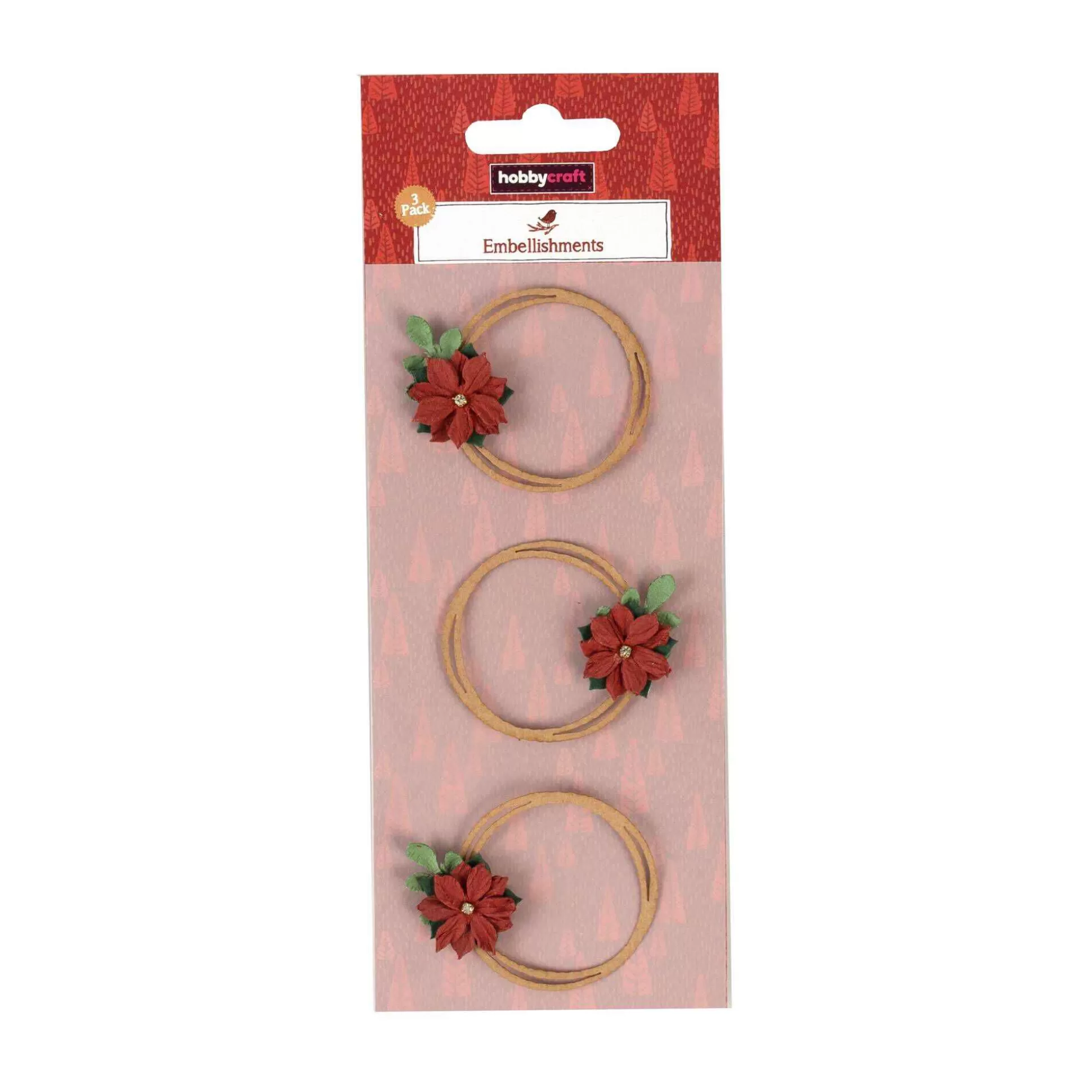 Red Christmas Wreath Embellishments 3 Pack-Hobbycraft Online
