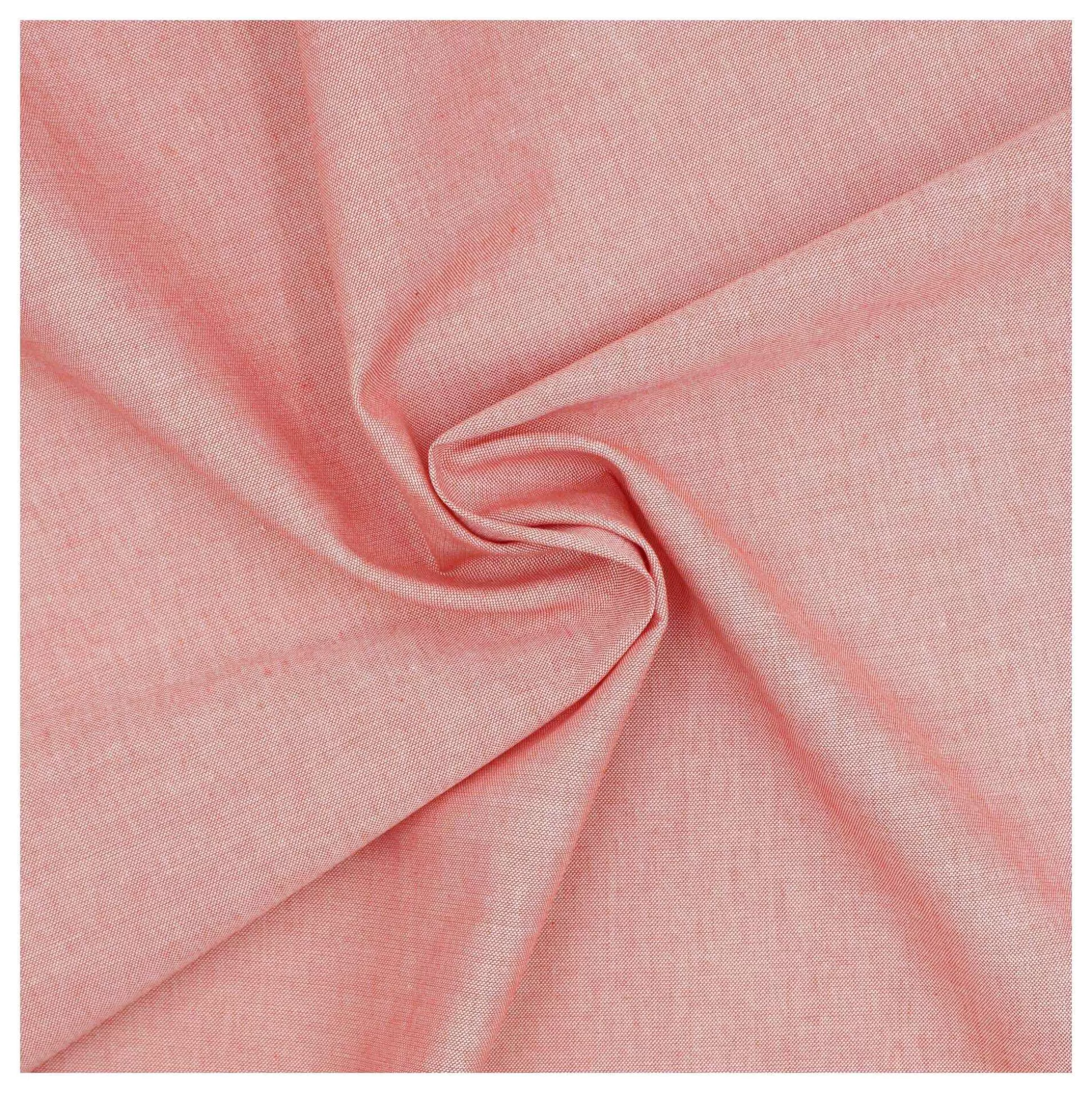 Red Cotton Oxford Chambray Fabric By The Metre-Hobbycraft Best