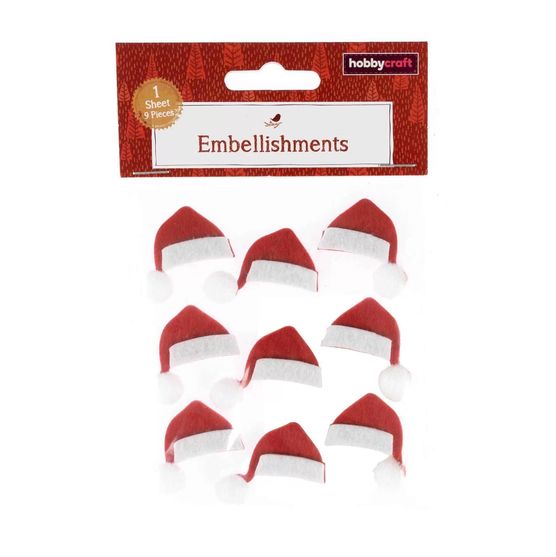 Red Felt Santa Hat Embellishments 9 Pack-Hobbycraft Best