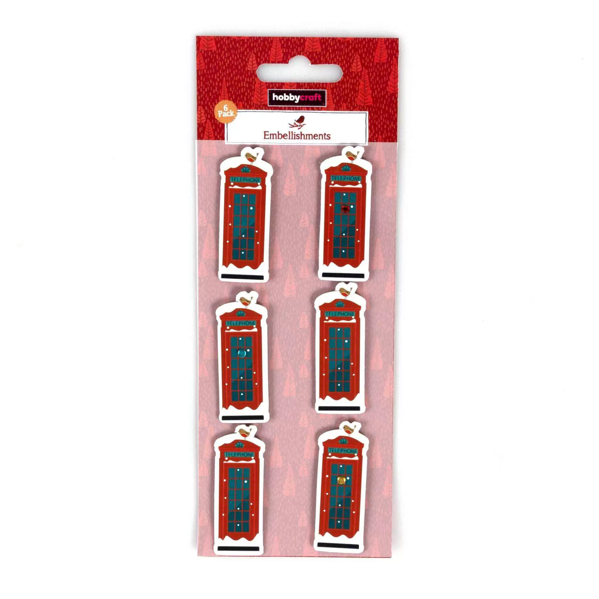 Red Telephone Box Embellishments 6 Pack-Hobbycraft Best Sale