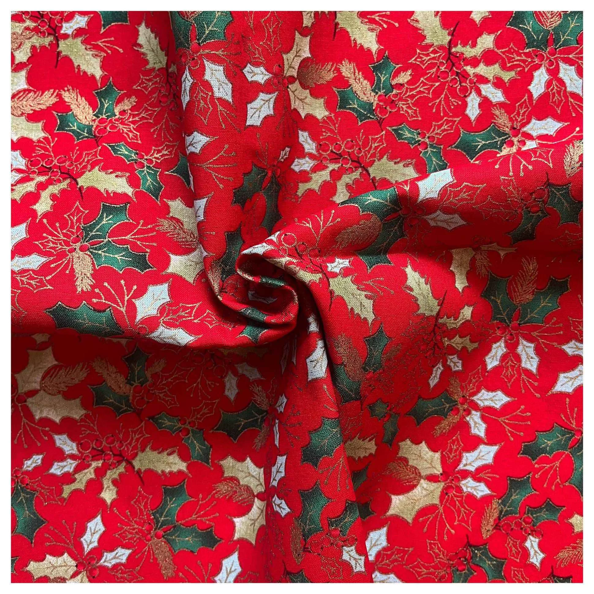 Red Traditional Holly Cotton Fabric By The Metre-Hobbycraft Store