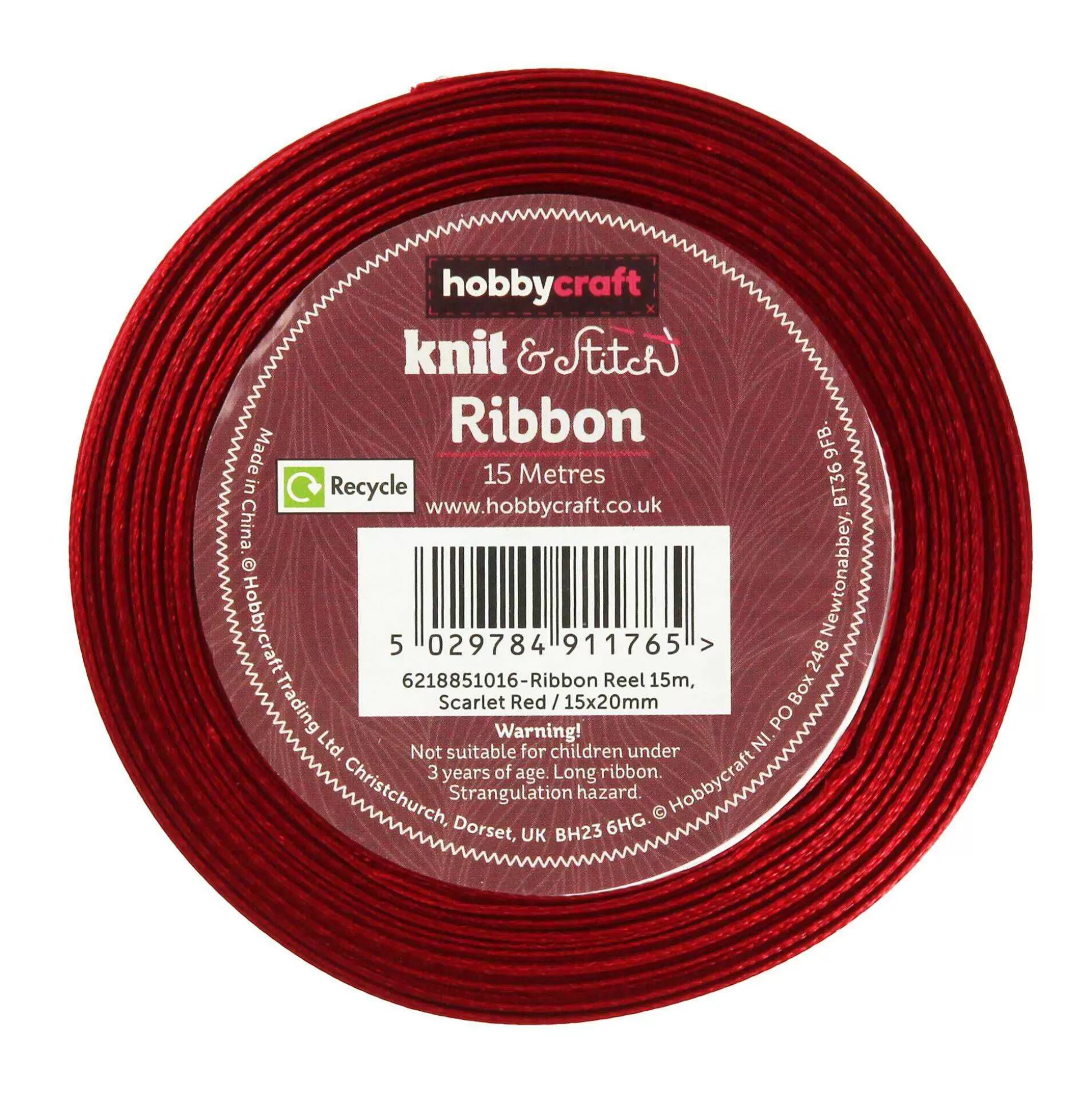 Scarlet Red Satin Ribbon 20Mm X 15M-Hobbycraft Store