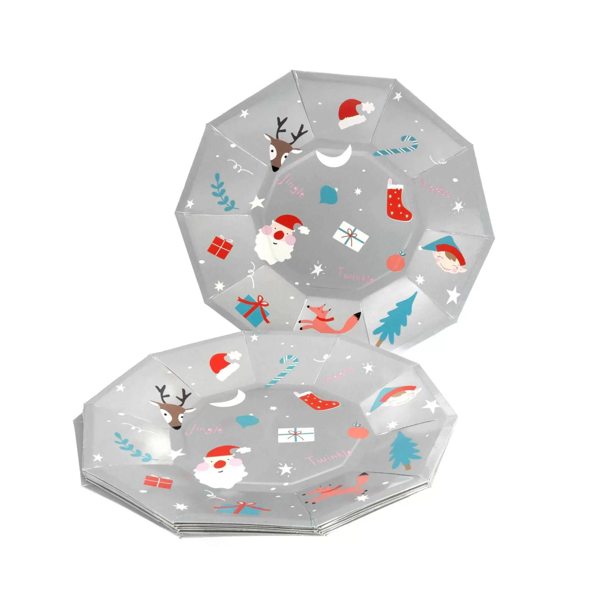 Silver Christmas Plates 8 Pack-Hobbycraft Discount