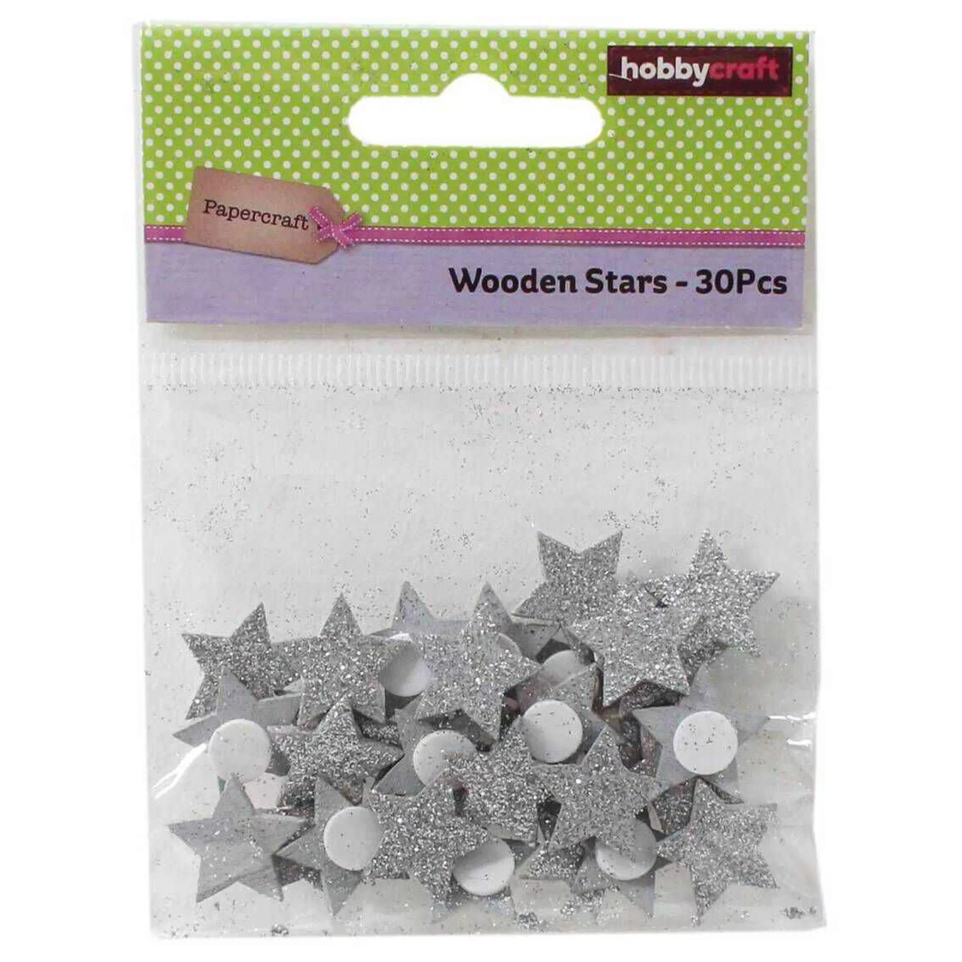 Silver Glitter Wooden Stars 30 Pack-Hobbycraft Outlet
