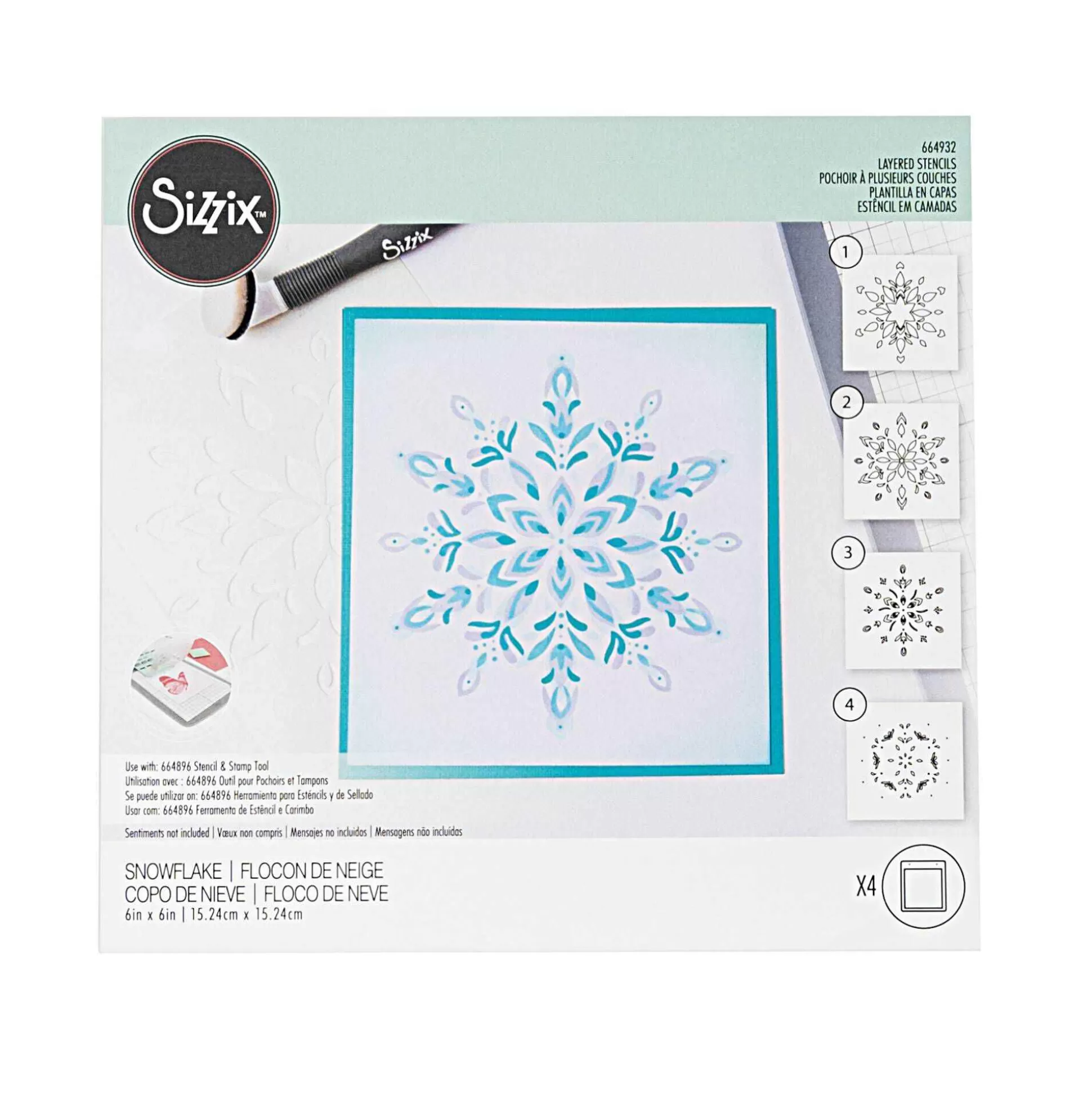 Sizzix Snowflake Layered Stencil Set 4 Pack-Hobbycraft Shop