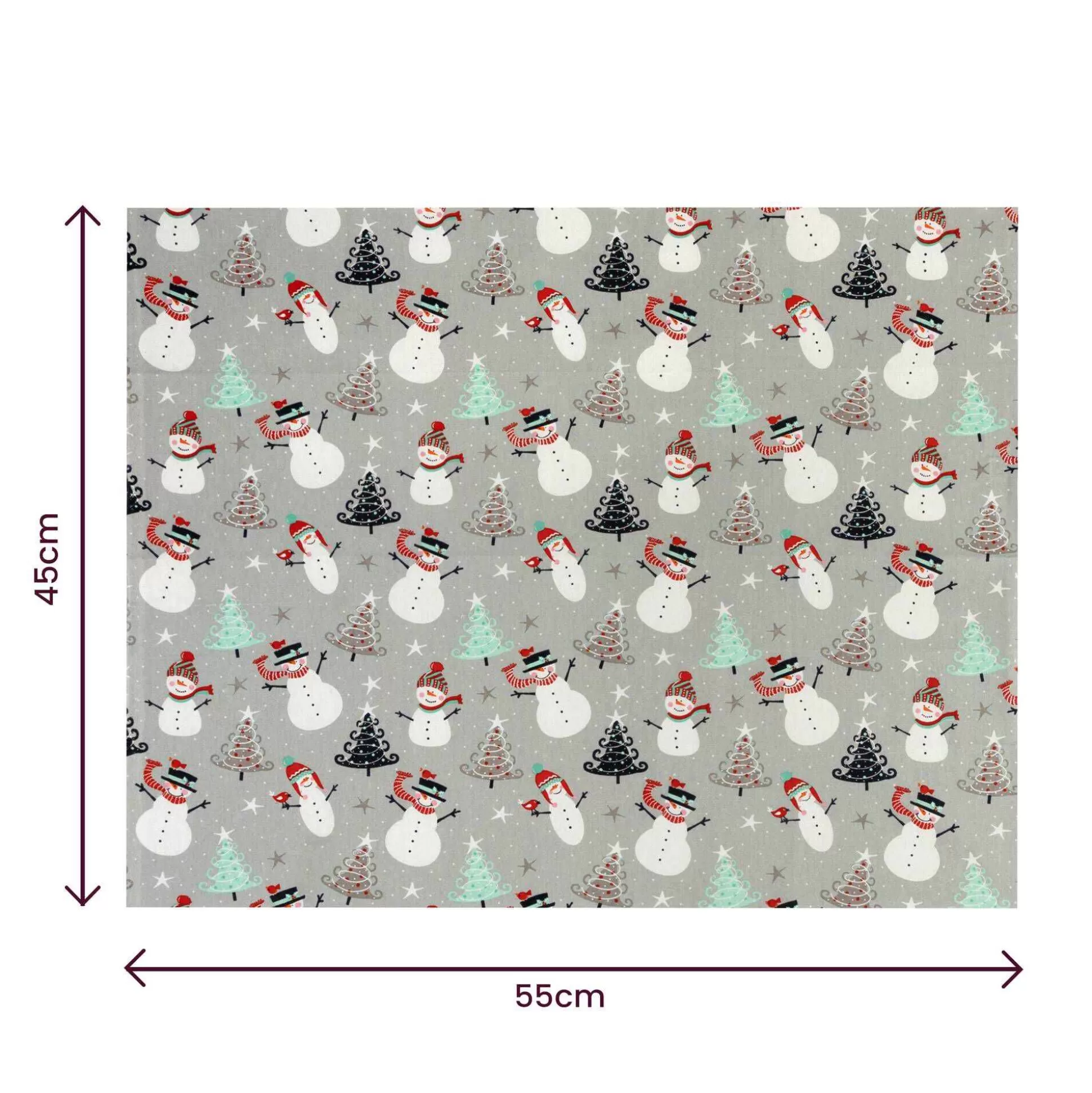 Snowman And Trees Single Cotton Fat Quarter-Hobbycraft Fashion