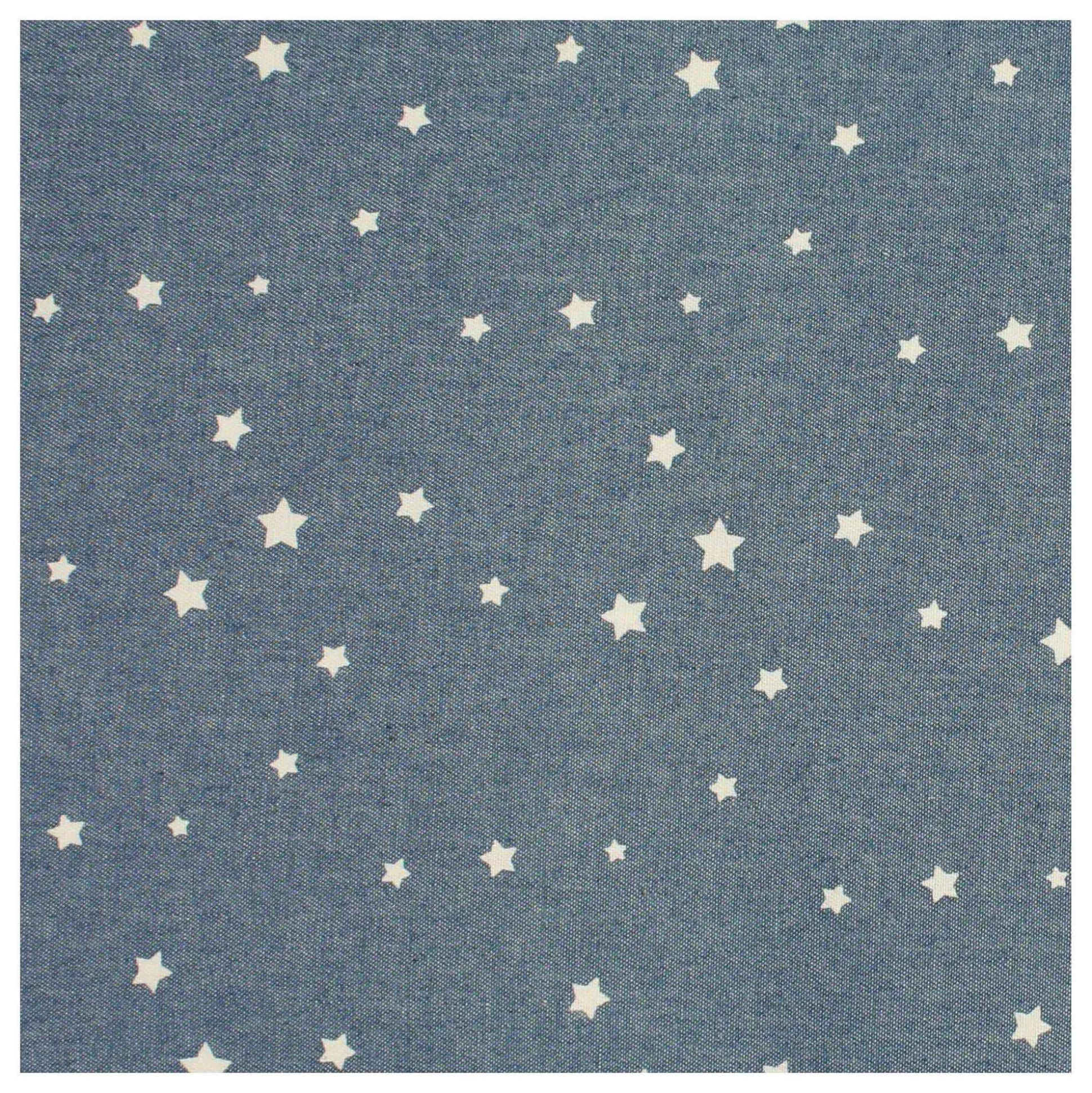 Star Printed Cotton Chambray Fabric By The Metre-Hobbycraft Clearance